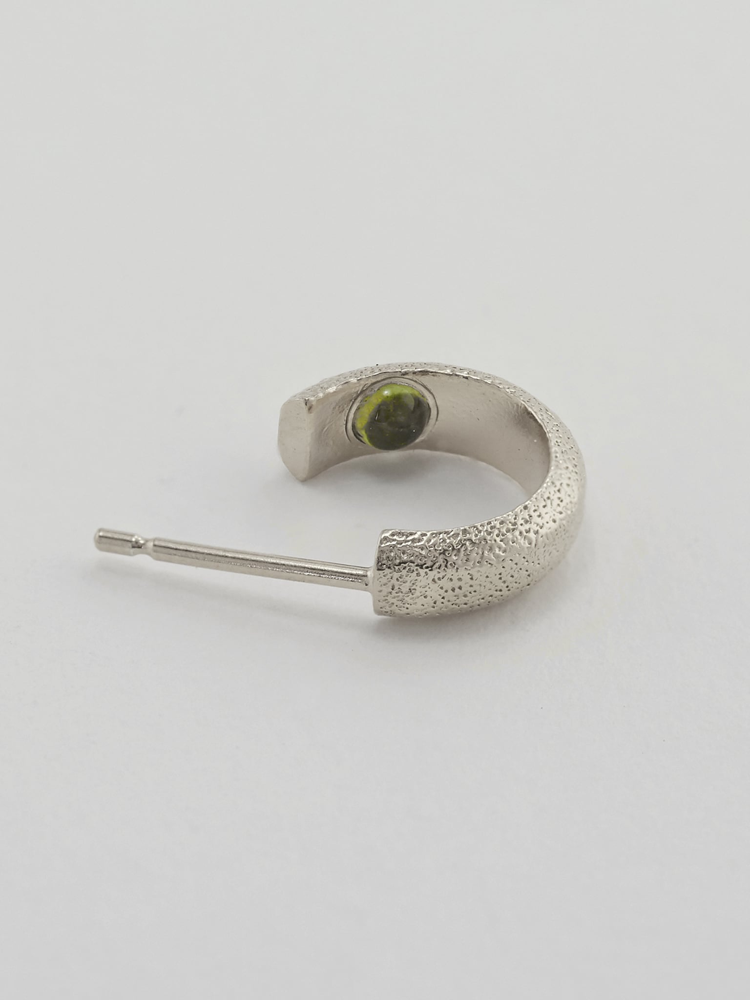 Hans Single Hoop Earring with Hidden Green Tourmaline - image 5 | silver