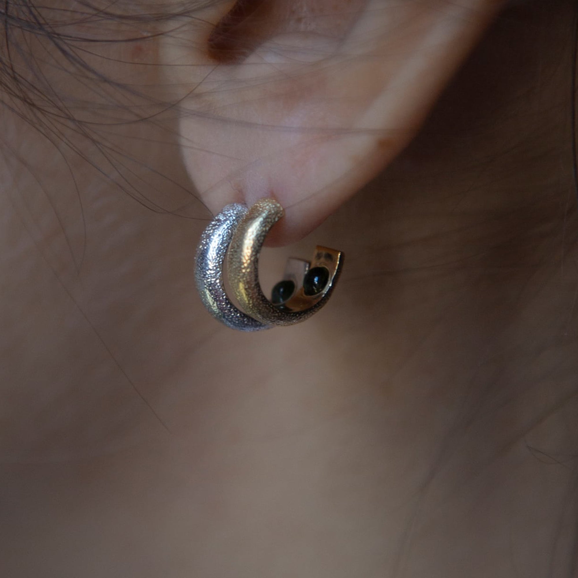 Hans Single Hoop Earring with Hidden Green Tourmaline - image 7 | gold plate