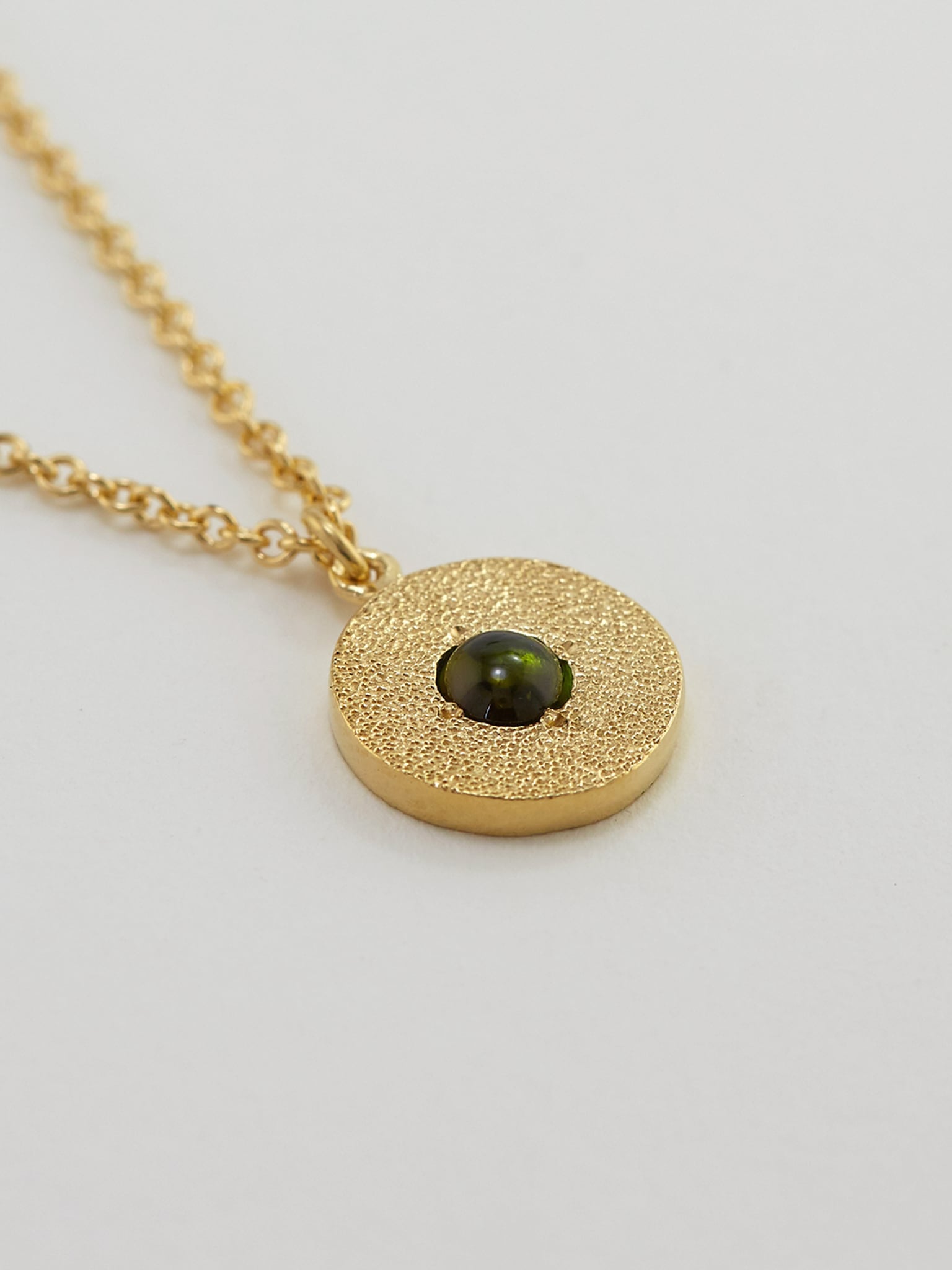 Iris Reversible Disc Green Tourmaline Necklace - image 2 | gold plate
