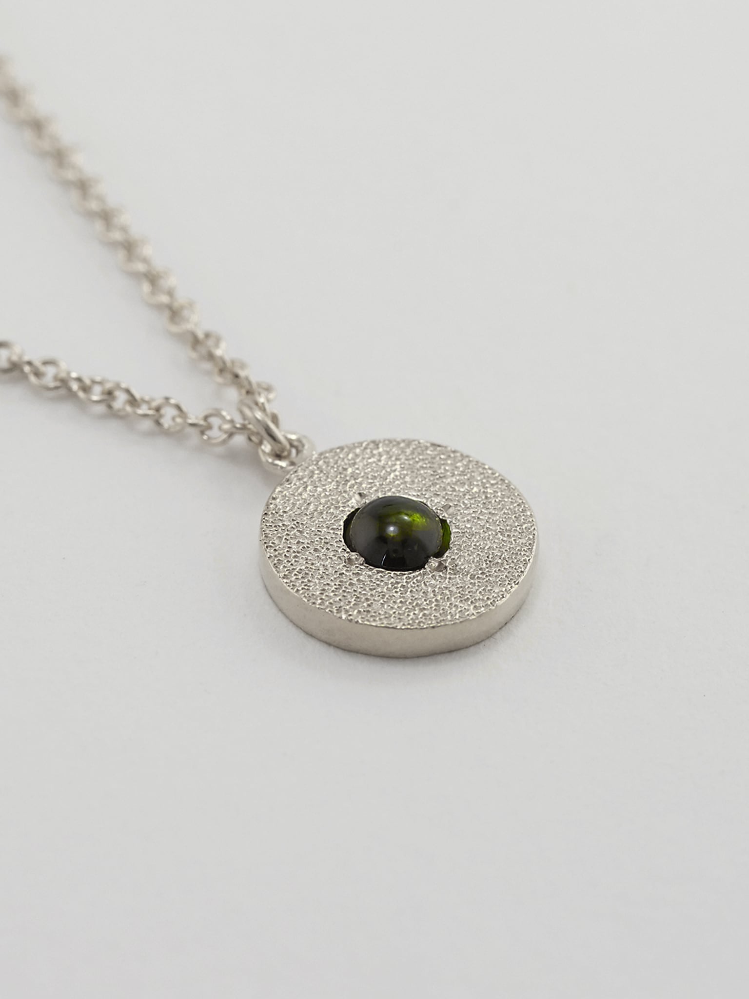 Iris Reversible Disc Green Tourmaline Necklace - image 5 | silver