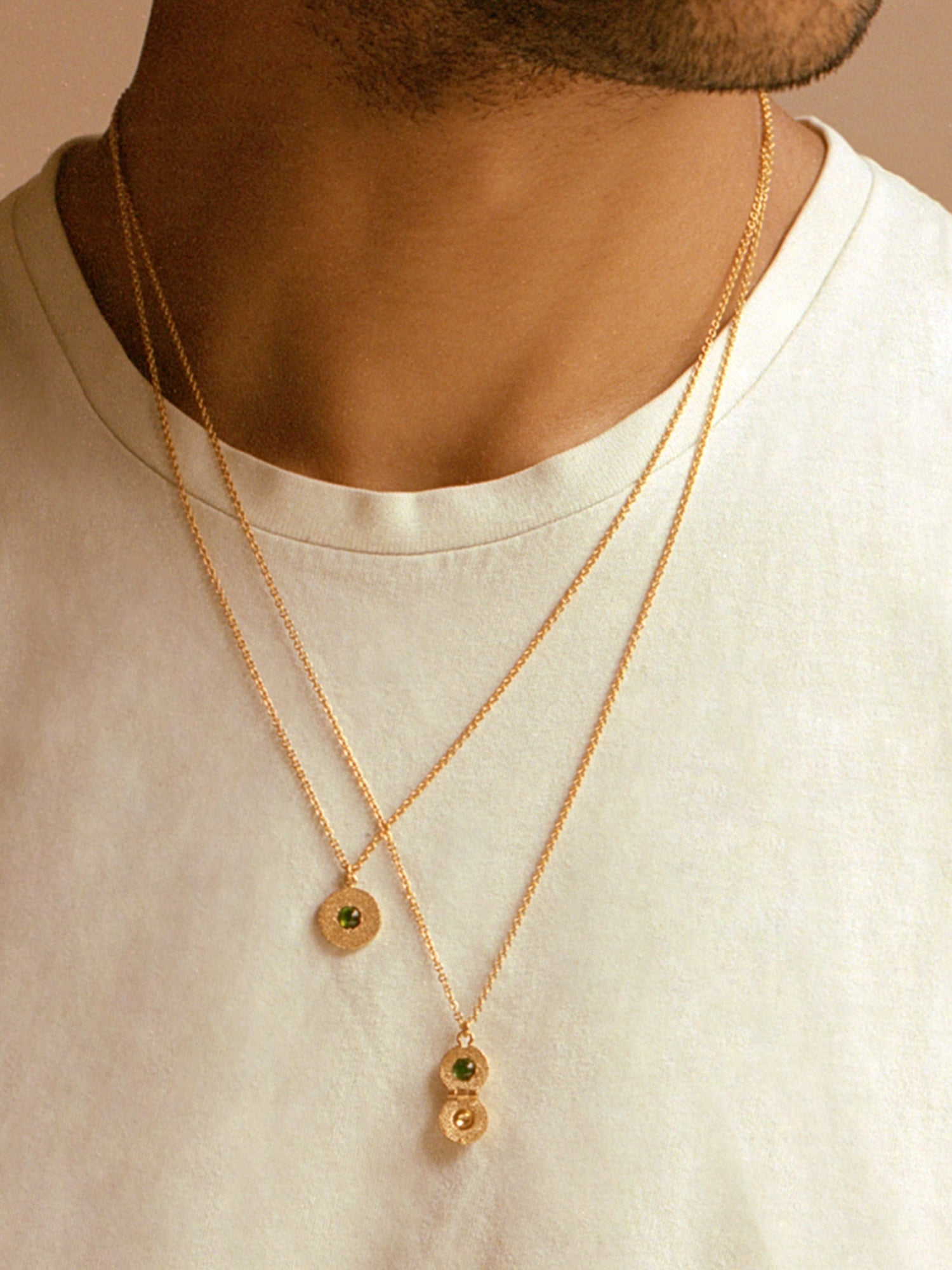 Iris Reversible Disc Green Tourmaline Necklace - image 7 | gold plate