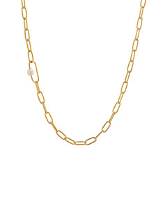Pea Large Link Necklace with Single Pearl