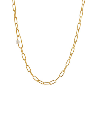 Pea Large Link Necklace with Single Pearl
