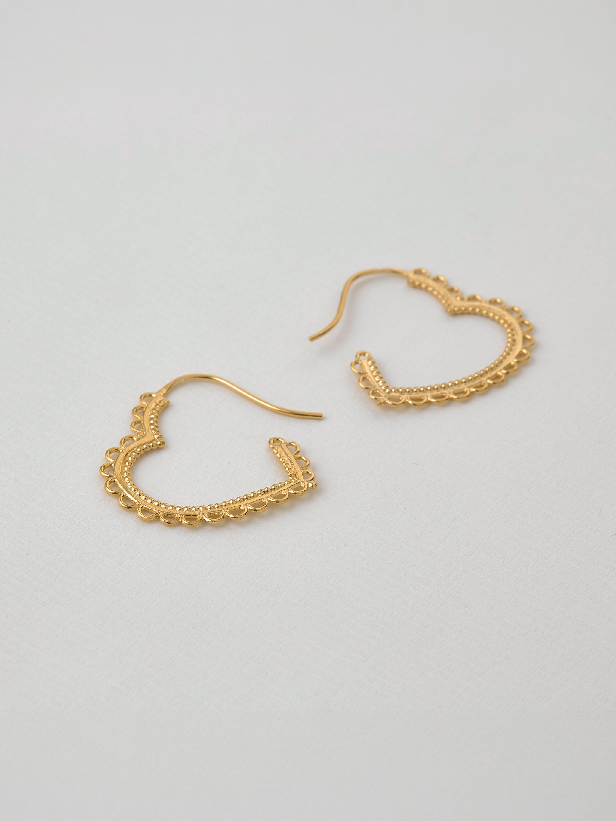 Lace-Edged Heart Hoop Earrings - image 3 | gold plate