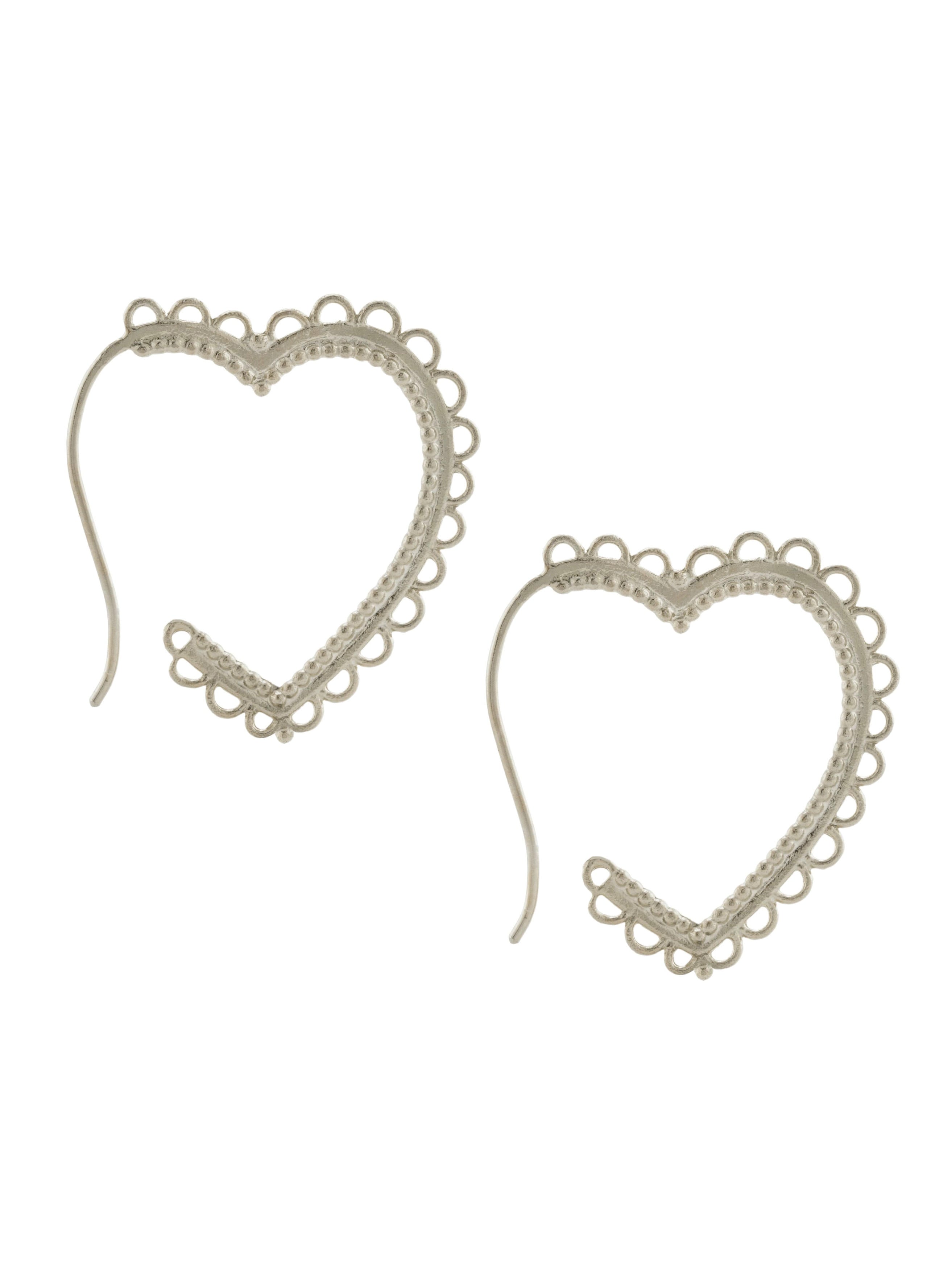 Lace-Edged Heart Hoop Earrings - image 4 | silver