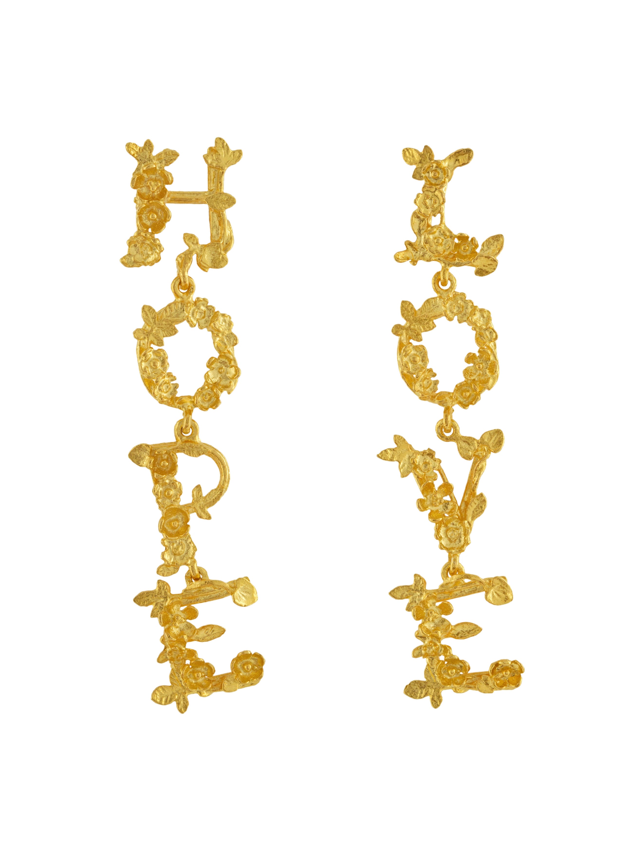 LOVE & HOPE Asymmetric Drop Earrings - image 1 | gold plate