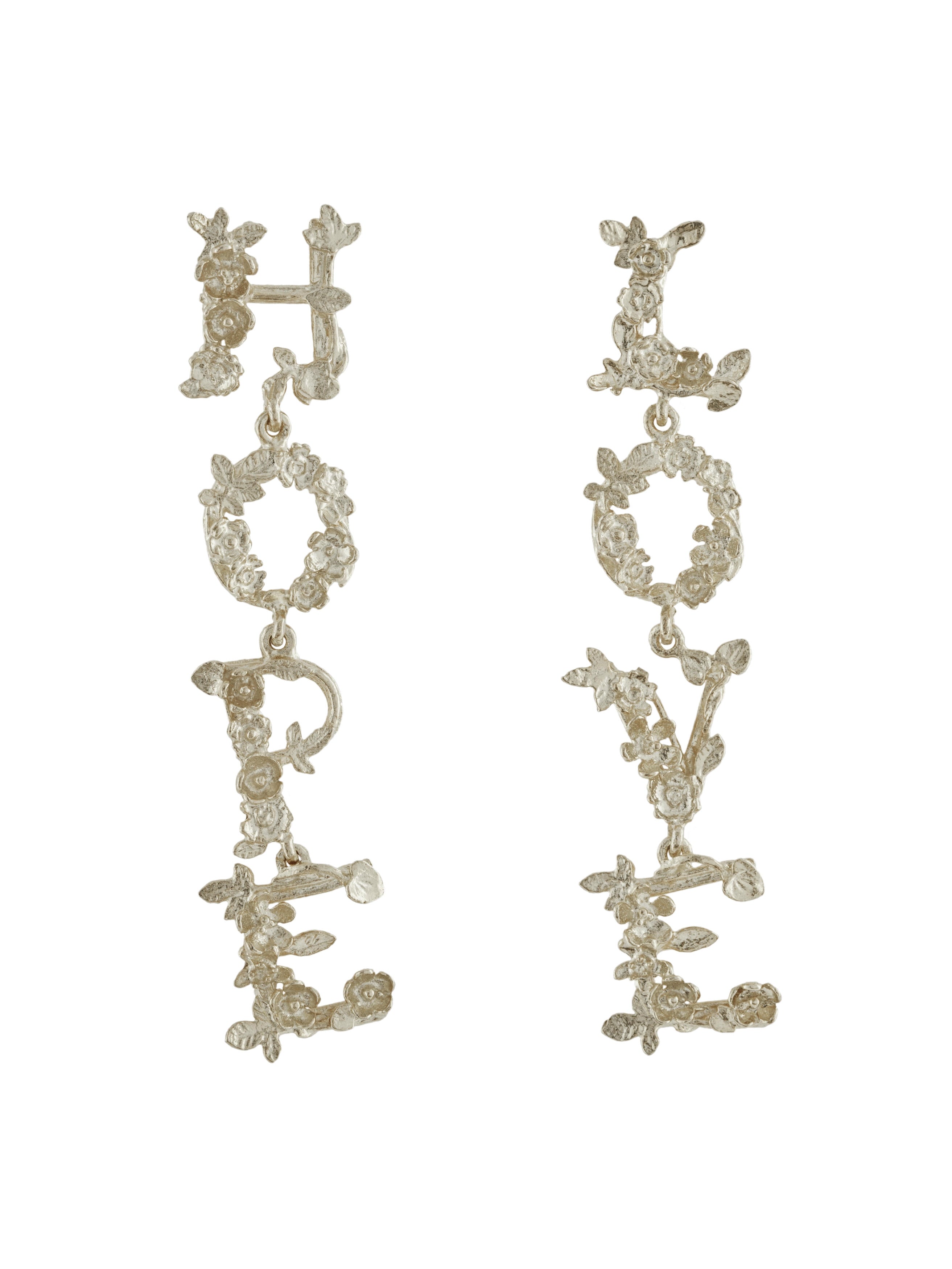 LOVE & HOPE Asymmetric Drop Earrings - image 5 | silver