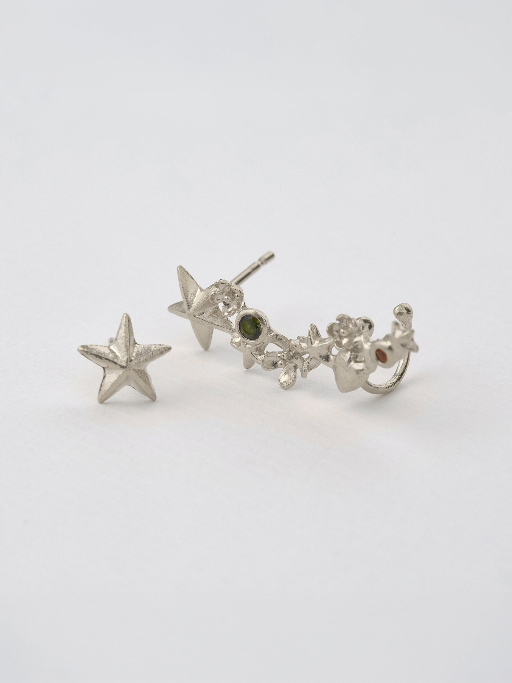 Asymmetric Celestial Climber Earrings - image 4 | silver