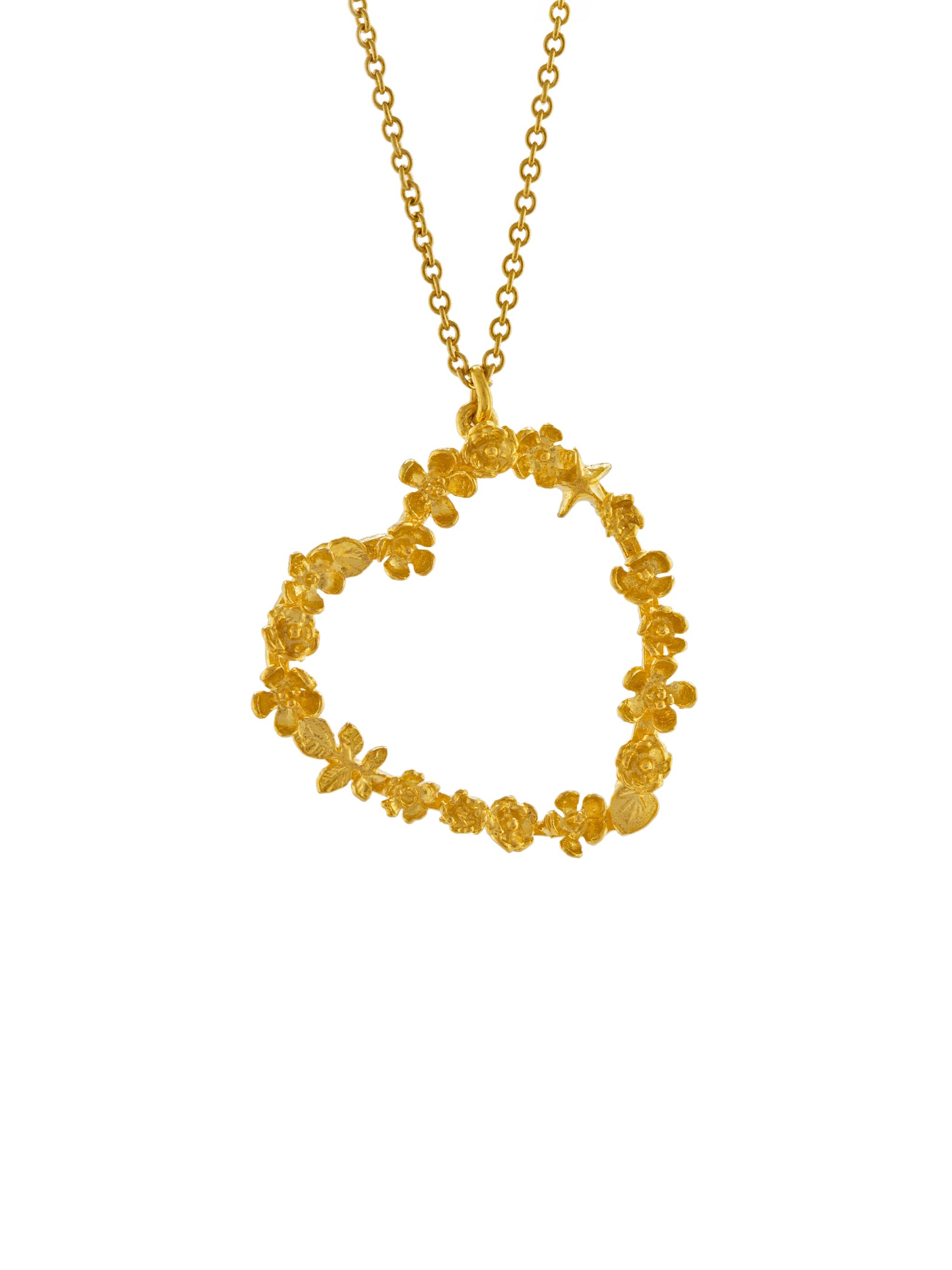 Floral Heart & Star Necklace - image 1 | gold plate