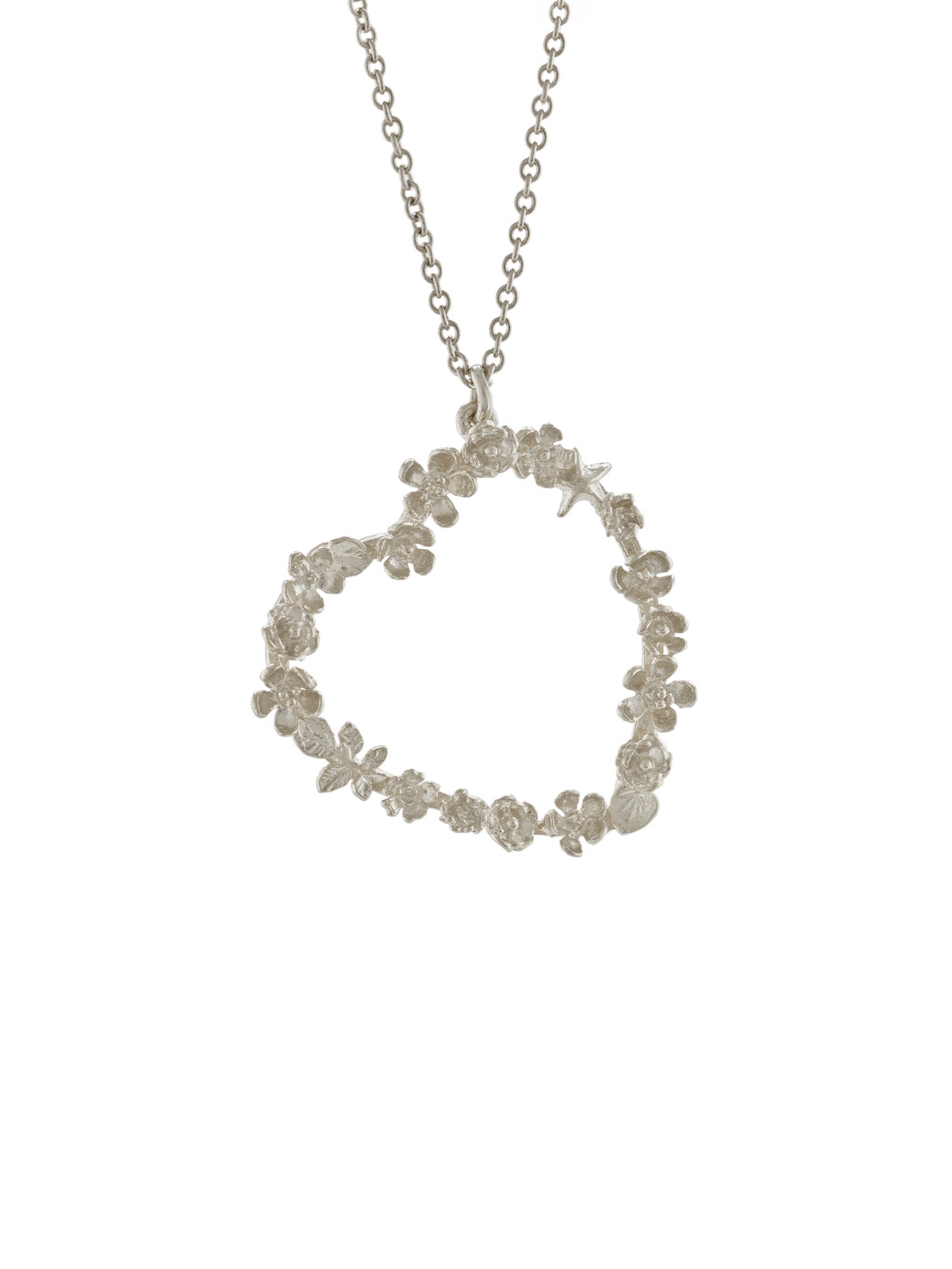 Floral Heart & Star Necklace - image 5 | silver