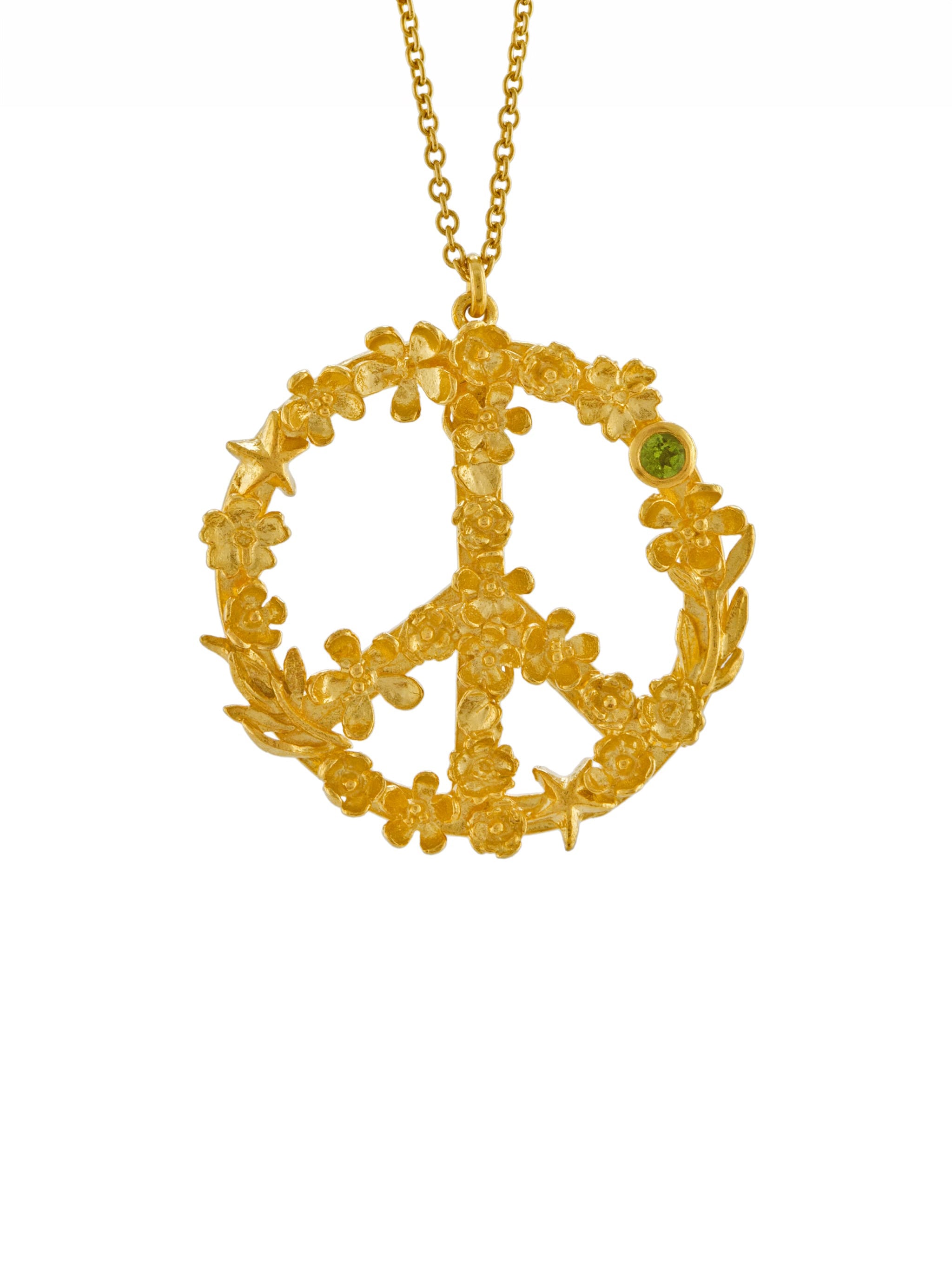 Flower-Power Peace Sign Necklace - image 1 | gold plate