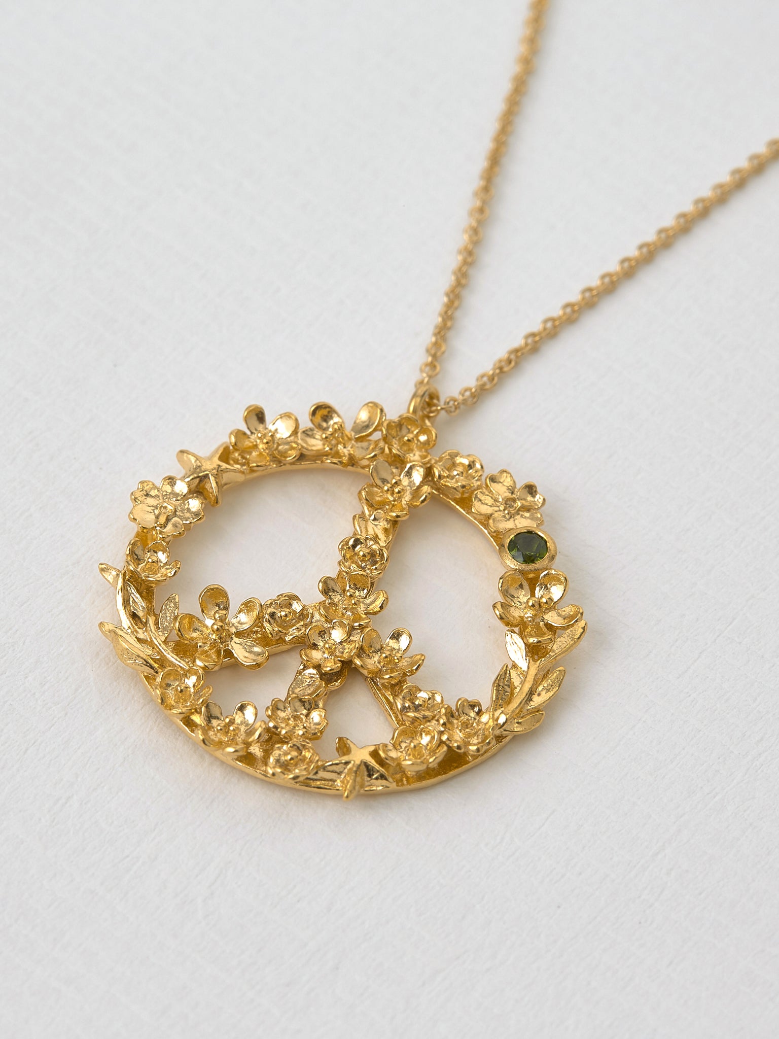 Flower-Power Peace Sign Necklace - image 2 | gold plate