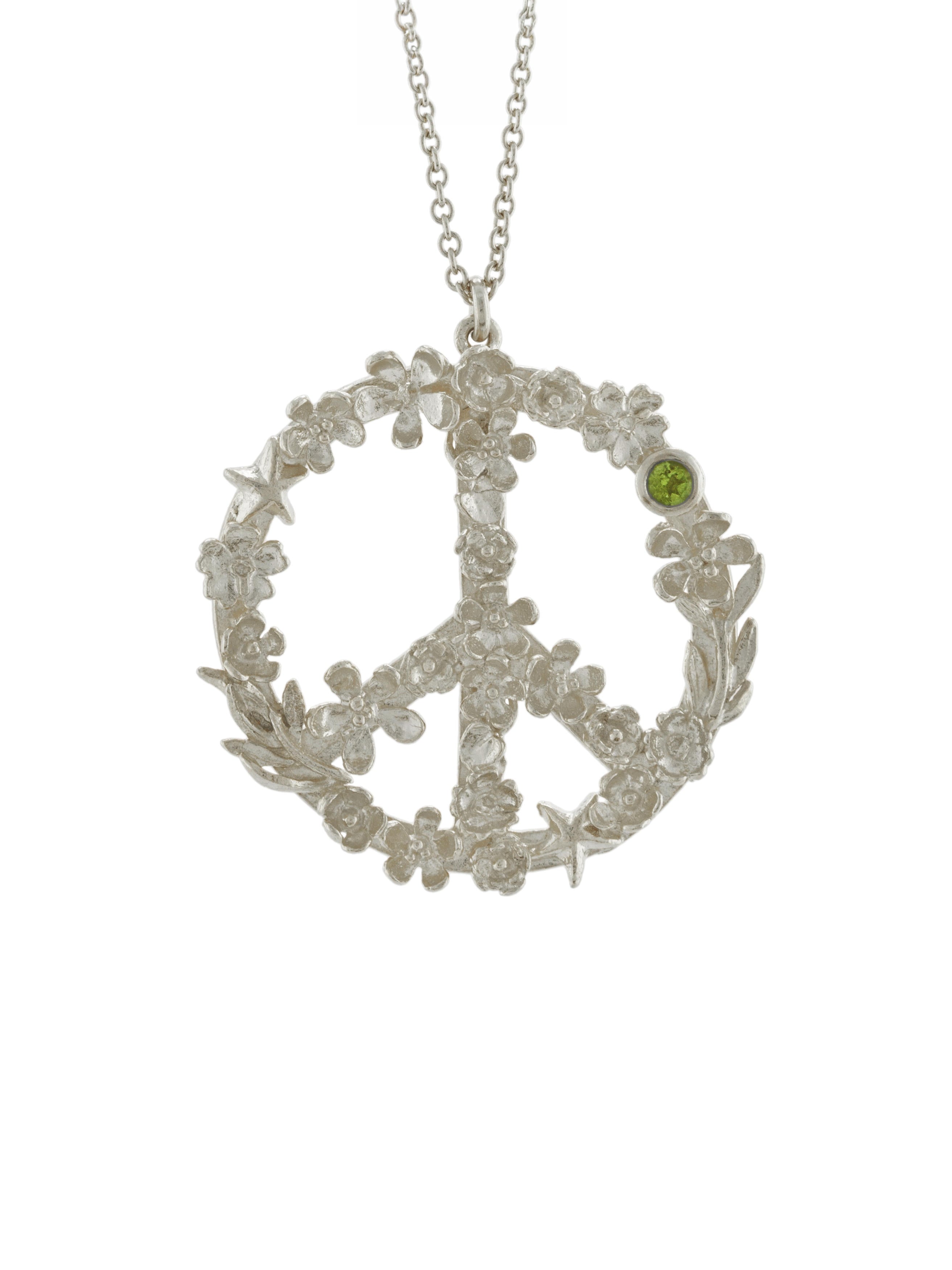 Flower-Power Peace Sign Necklace - image 3 | silver