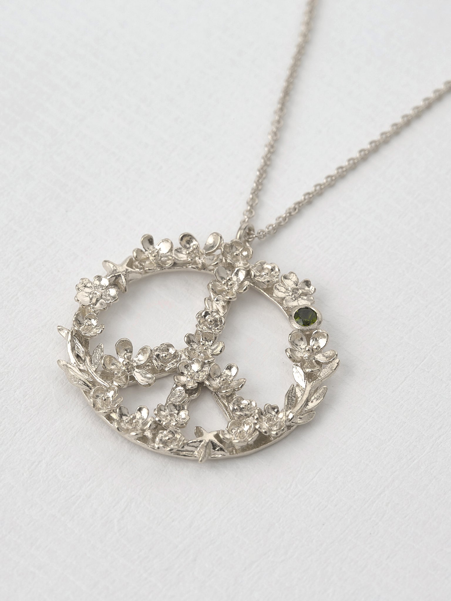 Flower-Power Peace Sign Necklace - image 4 | silver