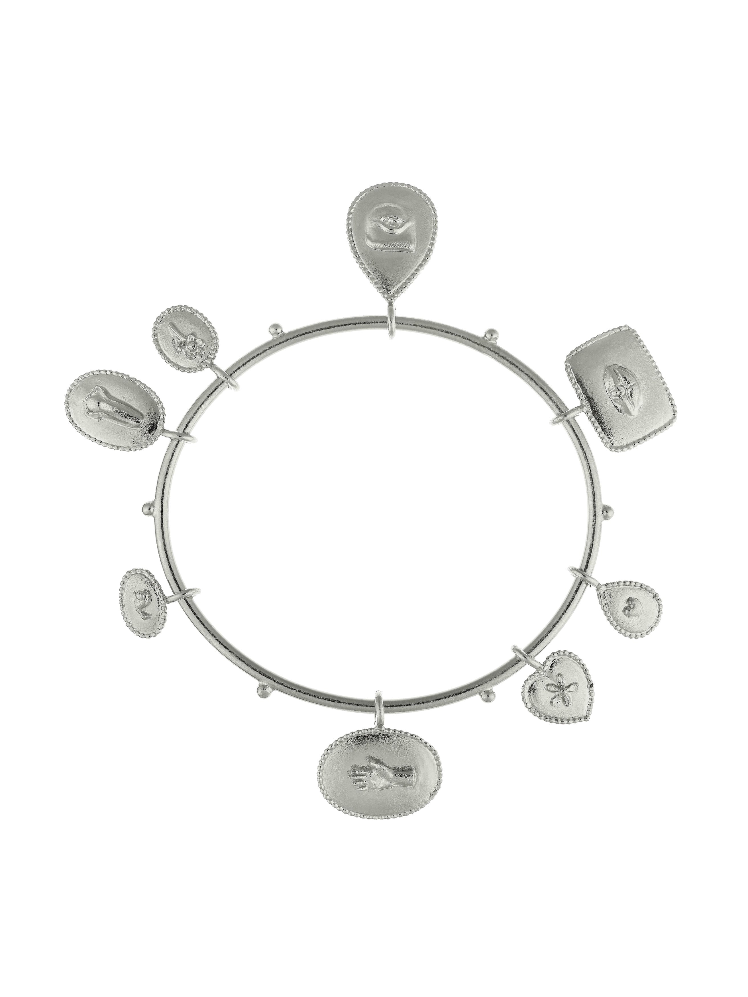 Sensory Devotion Large Charm Bangle - image 4 | silver