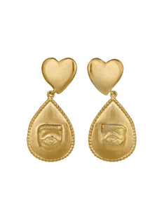 Bewitched Heart Stud Earrings with Eye Teardrop