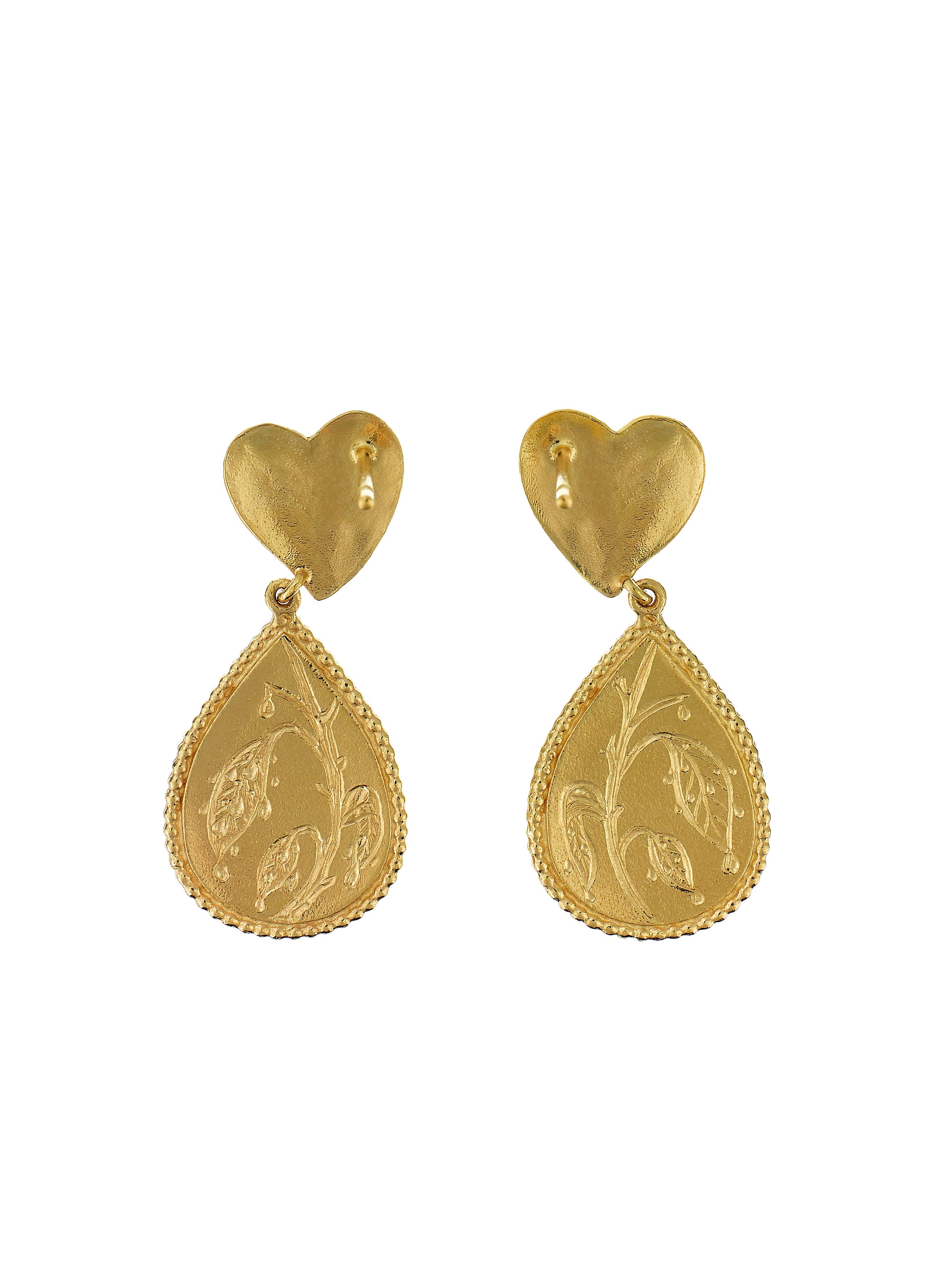 Bewitched Heart Stud Earrings with Eye Teardrop - image 3 | gold plate