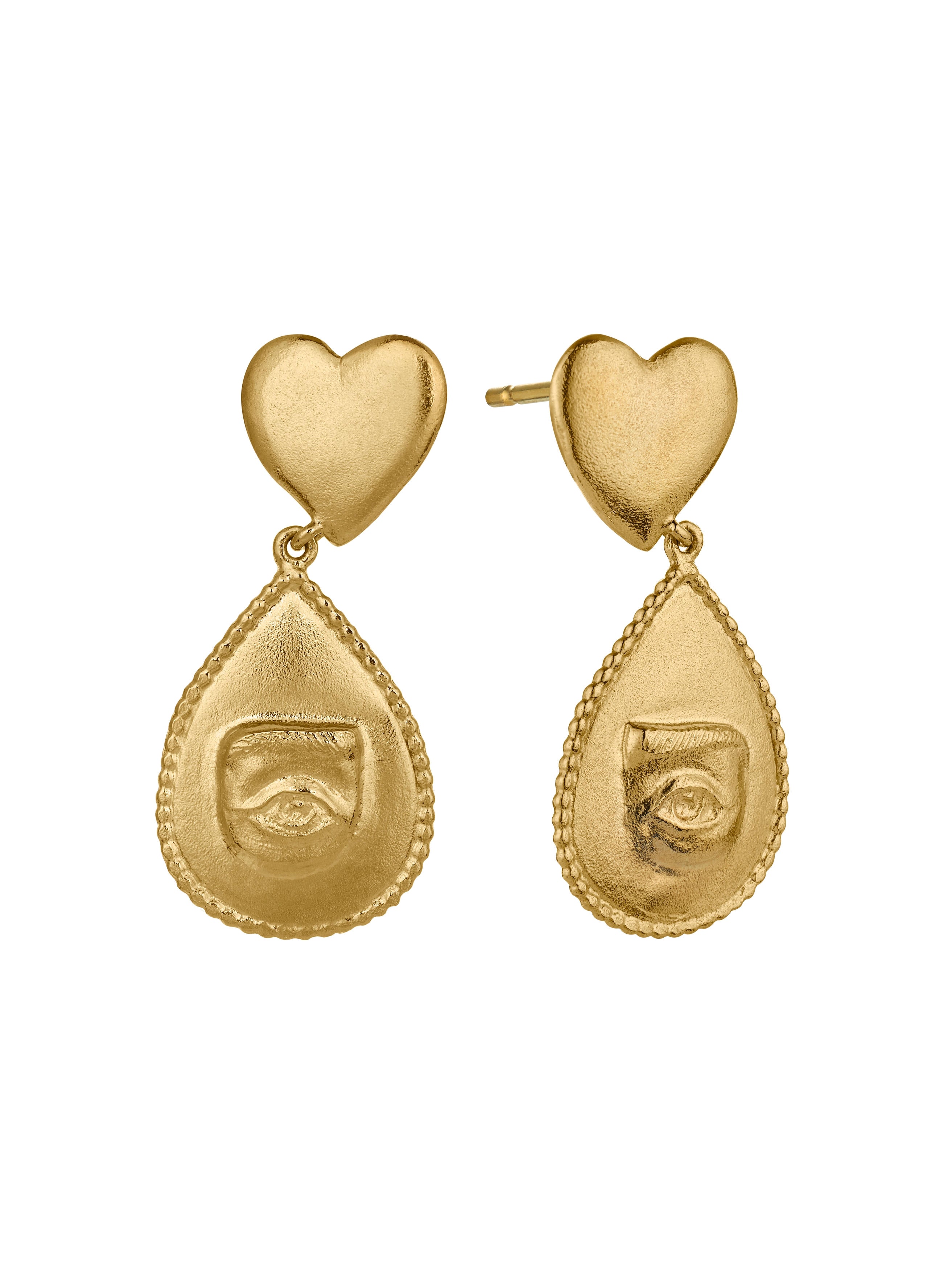 Bewitched Heart Stud Earrings with Eye Teardrop - image 4 | gold plate