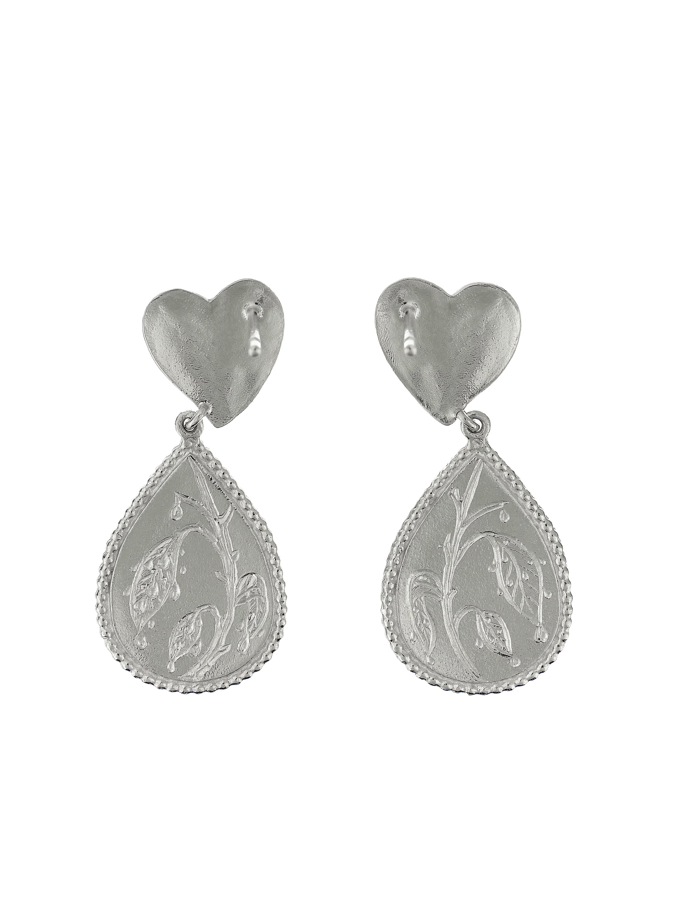 Bewitched Heart Stud Earrings with Eye Teardrop - image 8 | silver
