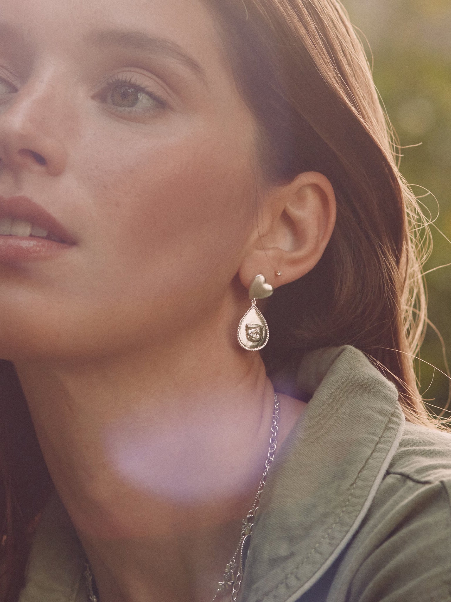 Bewitched Heart Stud Earrings with Eye Teardrop - image 6