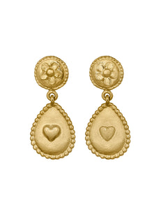 Love of Nature Heart & Flower Drop Earrings