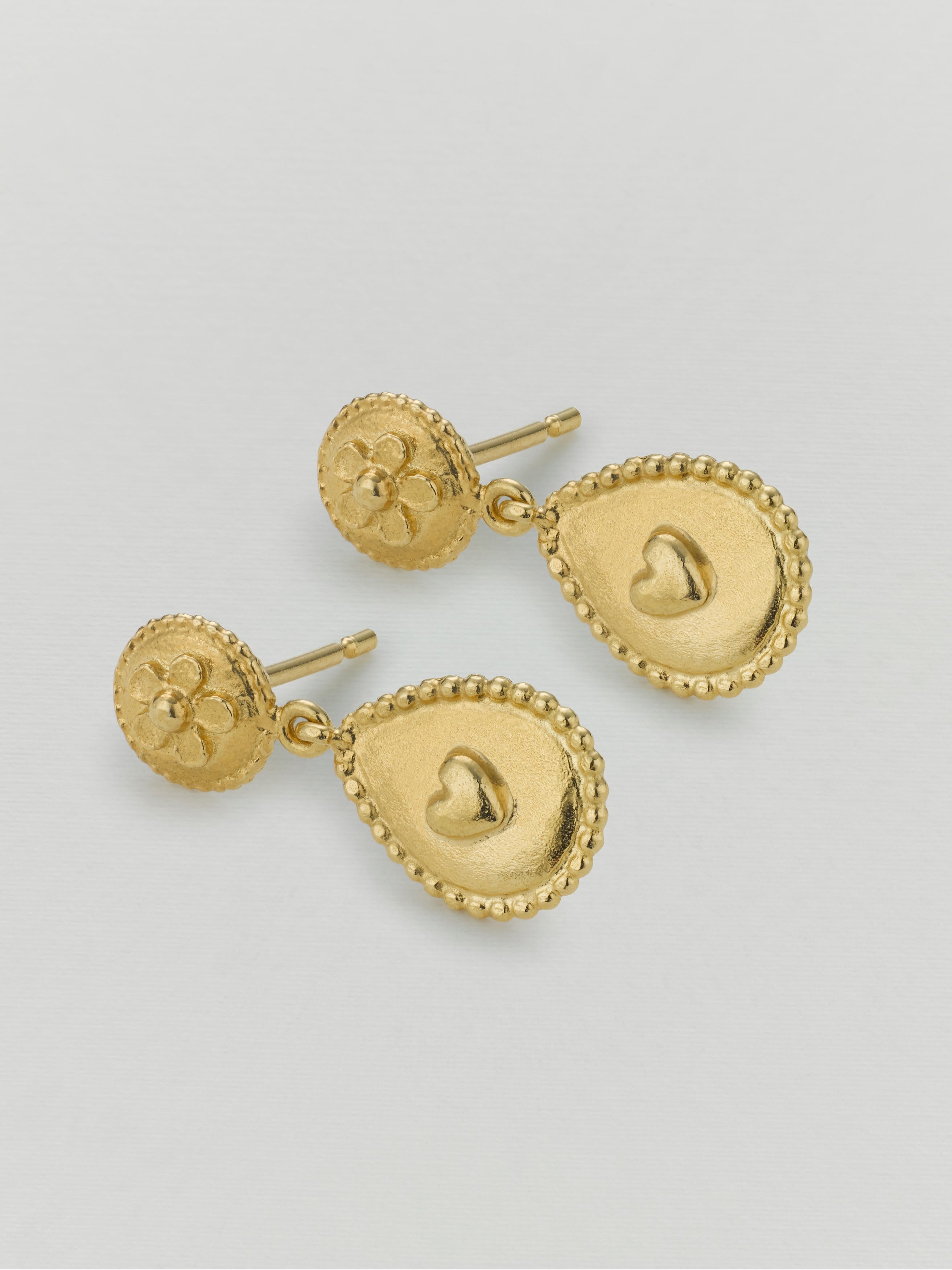 Love of Nature Heart & Flower Drop Earrings - image 4 | gold plate
