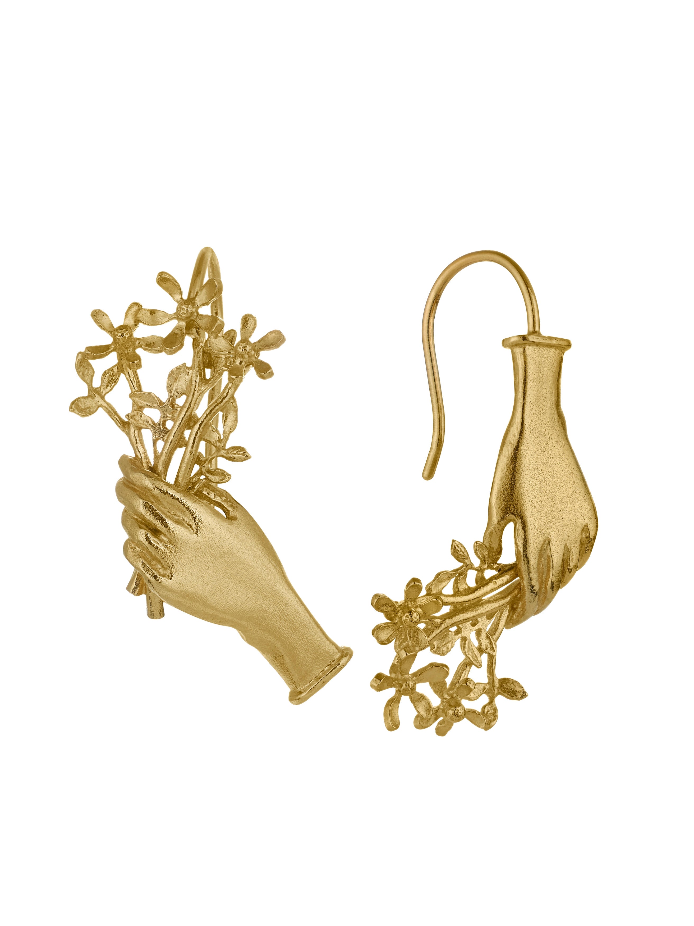 Asymmetric Gift of Flowers Bouquet Drop Earrings - image 4 | gold plate