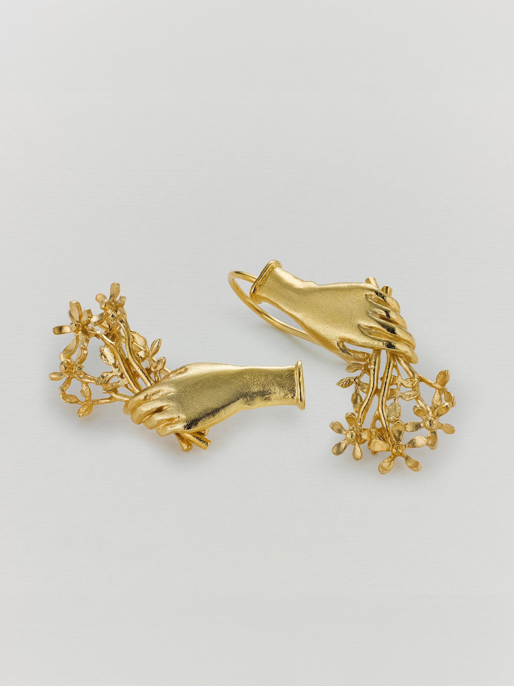 Asymmetric Gift of Flowers Bouquet Drop Earrings - image 3 | gold plate