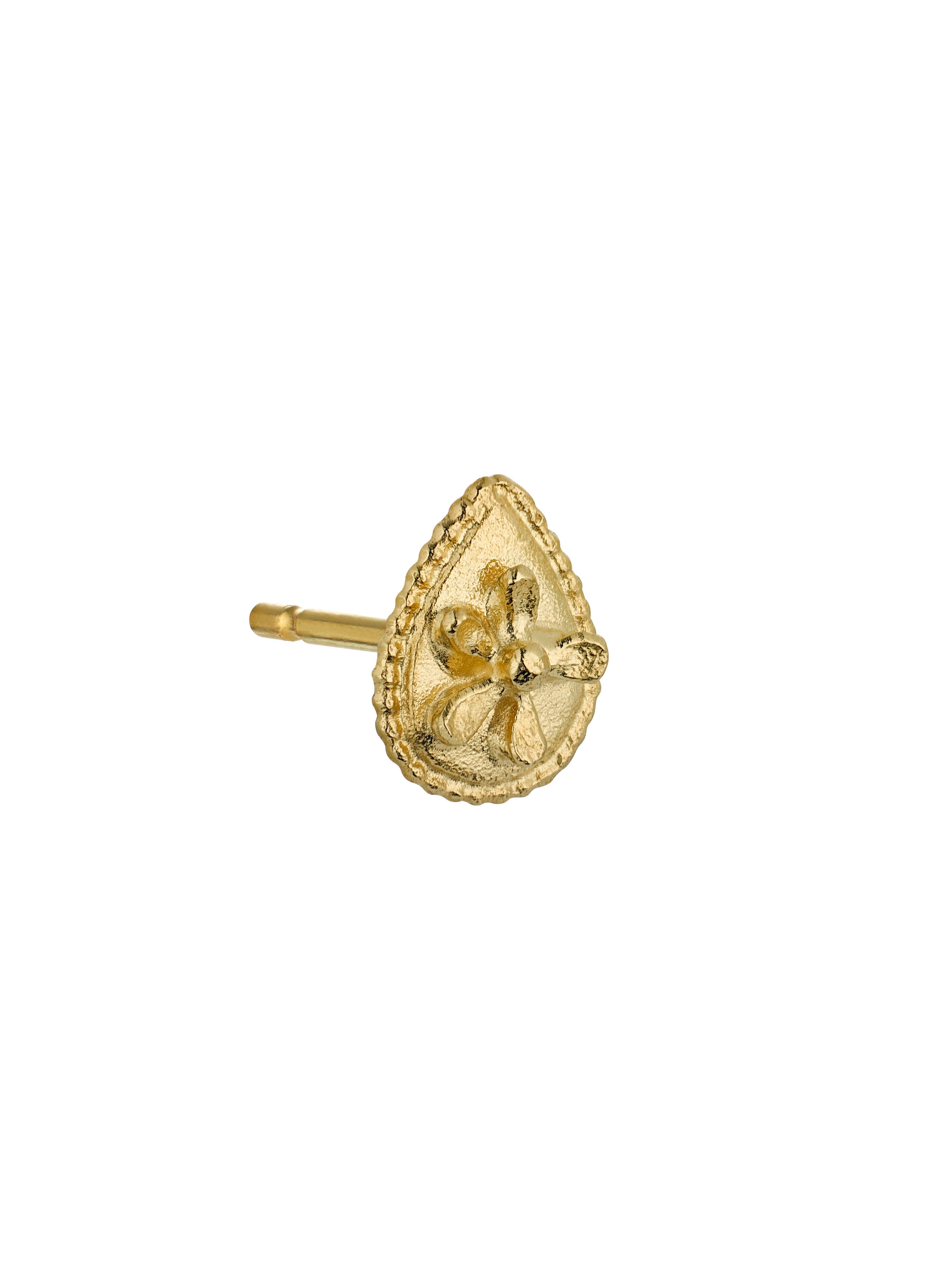 Teardrop Ex-voto Flower Single Stud Earring - image 3 | gold plate