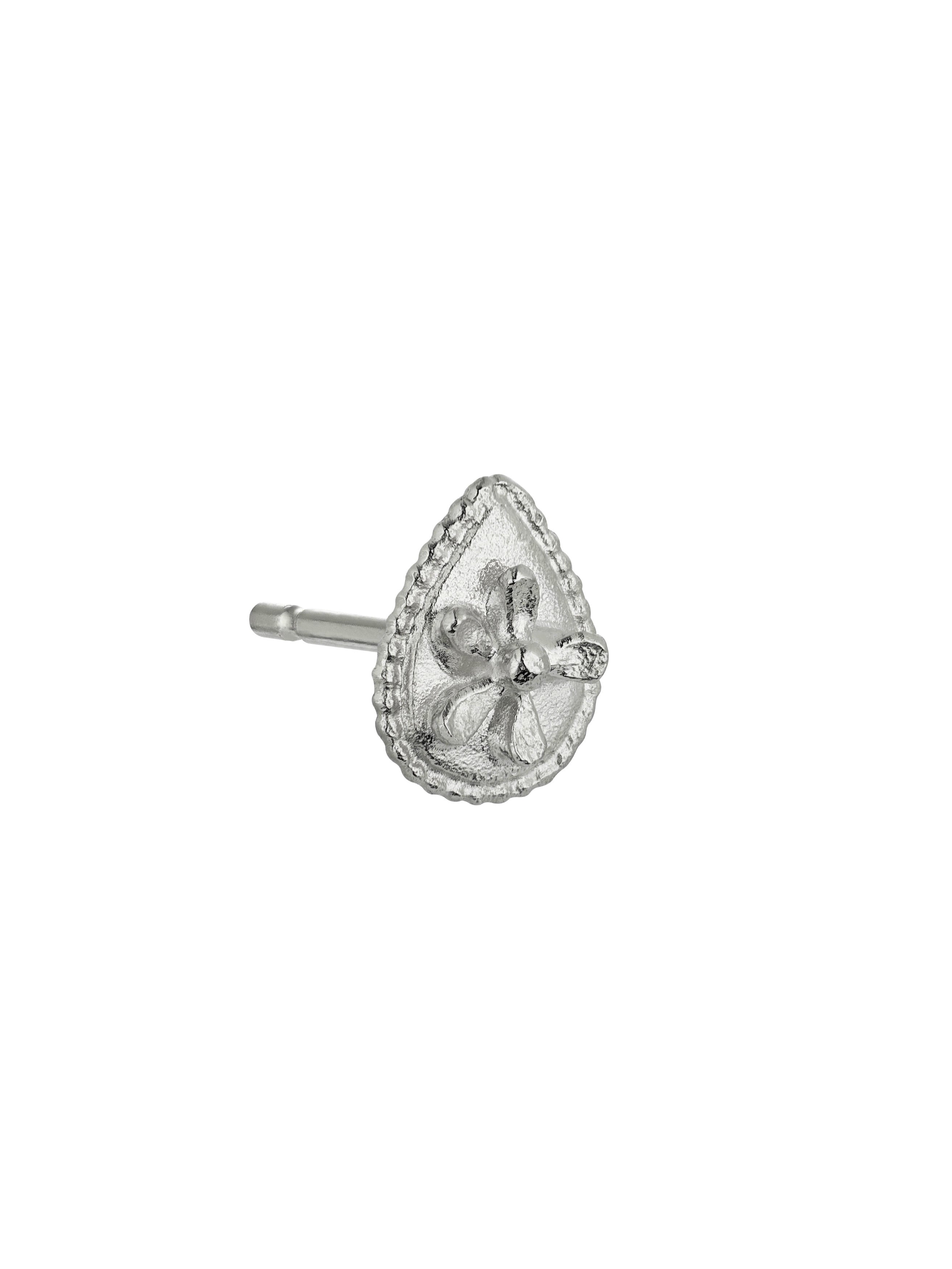 Teardrop Ex-voto Flower Single Stud Earring - image 7 | silver