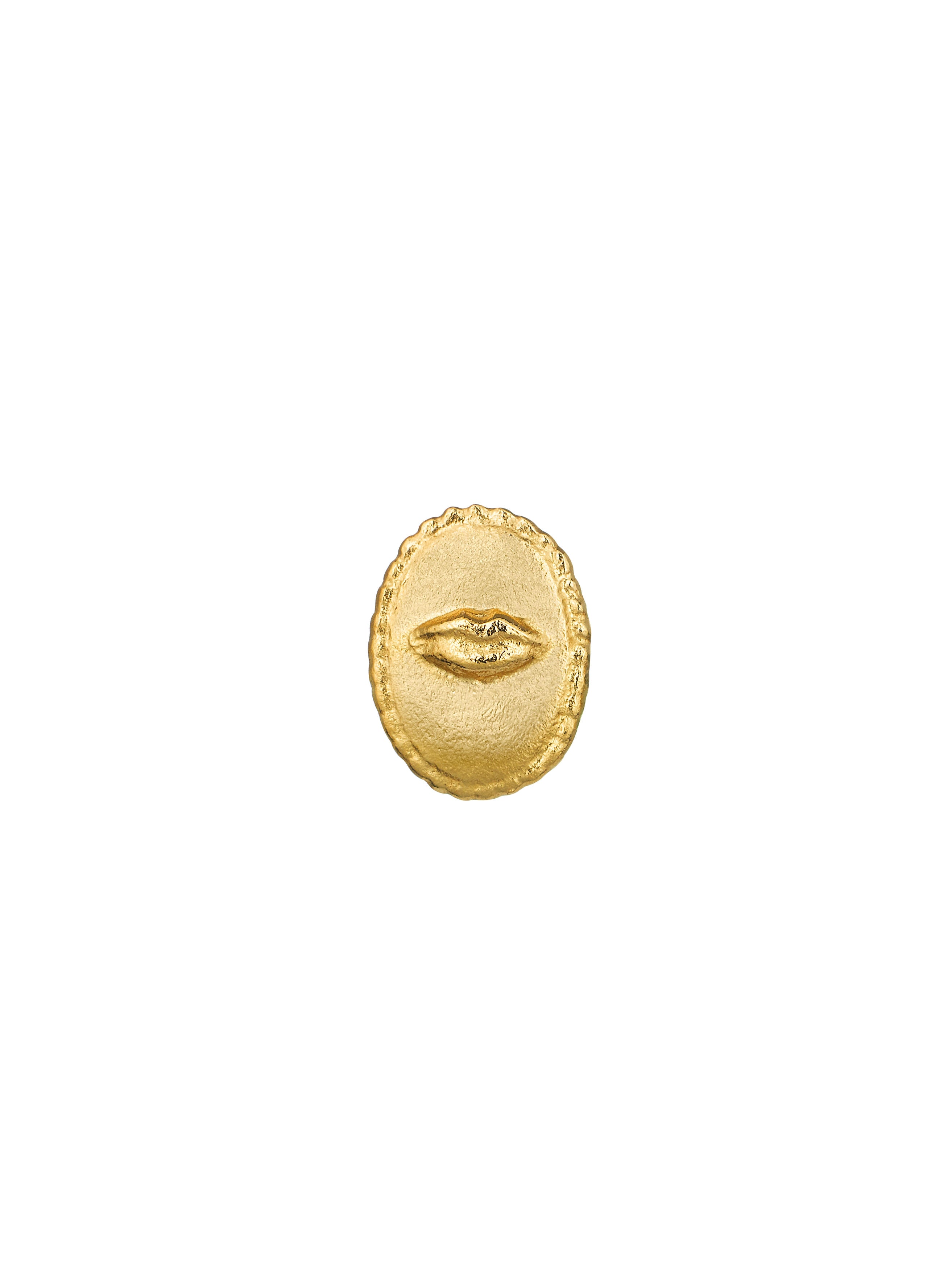Oval Ex-voto Lips Single Stud Earring - image 1 | gold plate