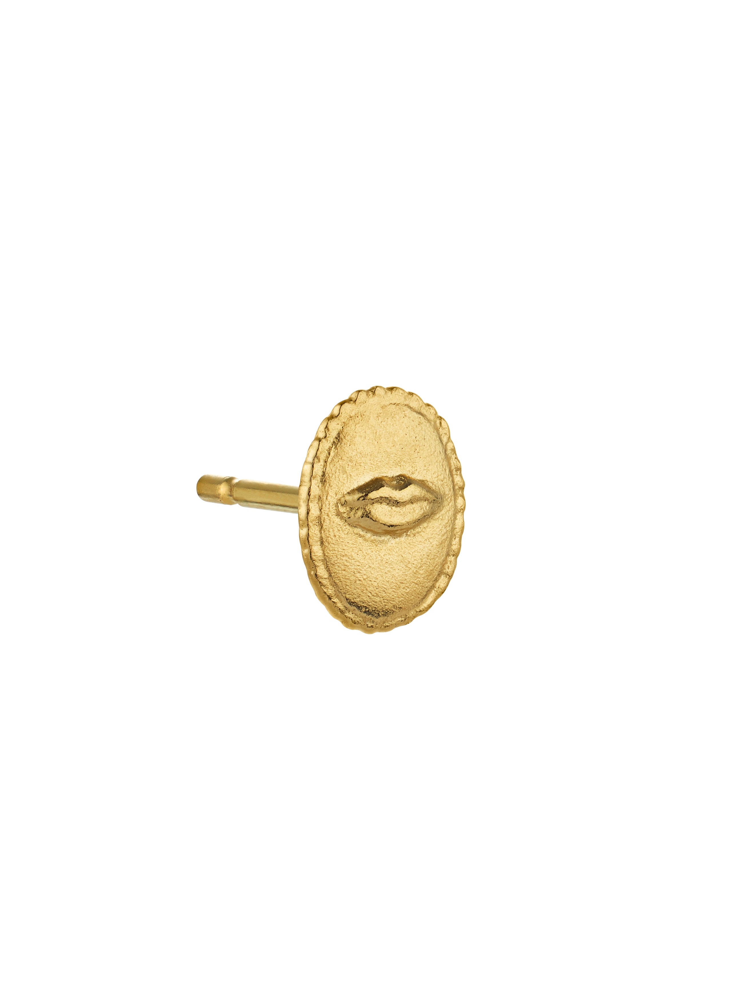 Oval Ex-voto Lips Single Stud Earring - image 3 | gold plate