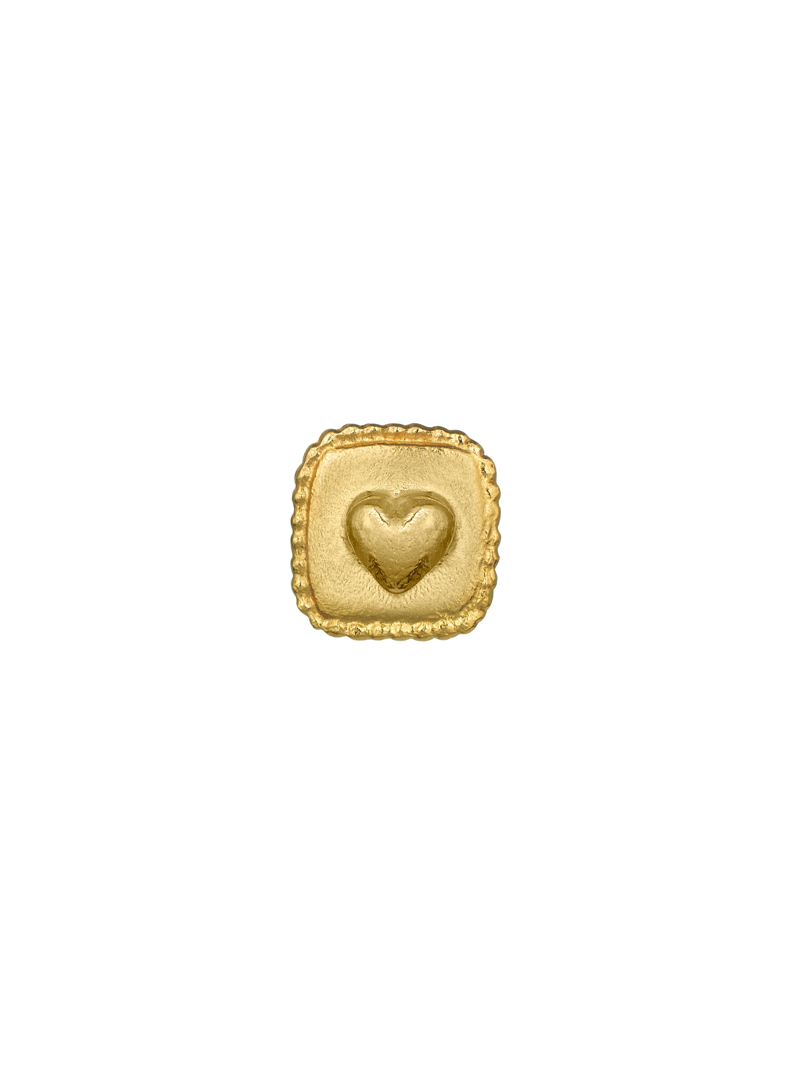 Square Ex-voto Heart Single Stud Earring - image 1 | gold plate