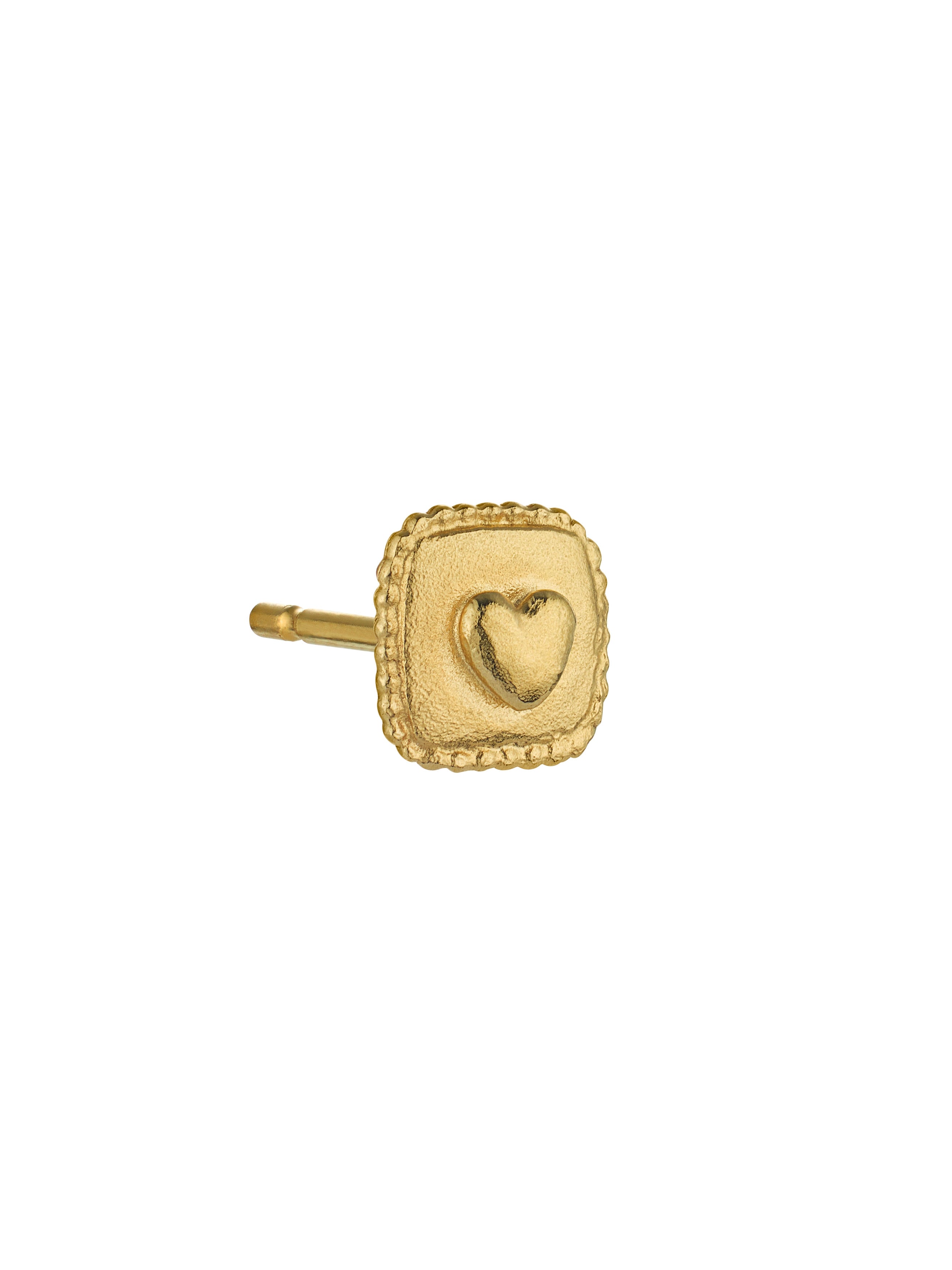 Square Ex-voto Heart Single Stud Earring - image 3 | gold plate