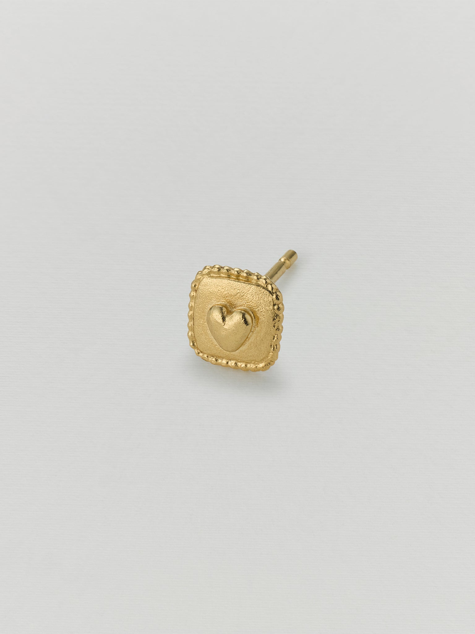 Square Ex-voto Heart Single Stud Earring - image 2 | gold plate