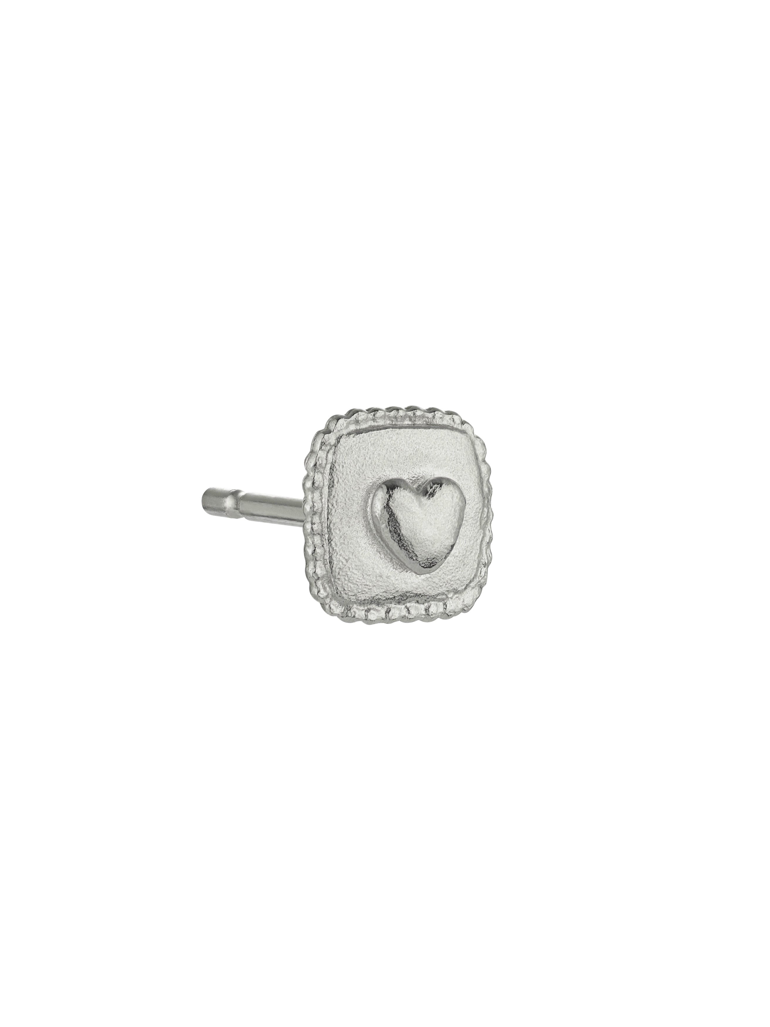 Square Ex-voto Heart Single Stud Earring - image 6 | silver