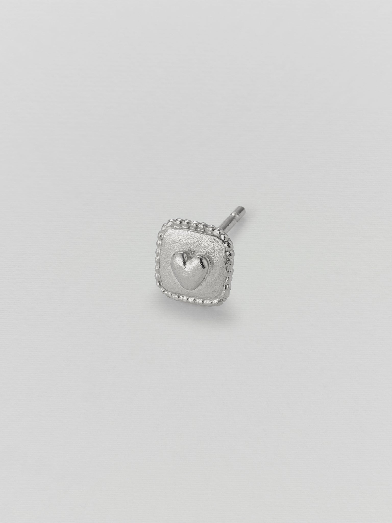 Square Ex-voto Heart Single Stud Earring - image 5 | silver
