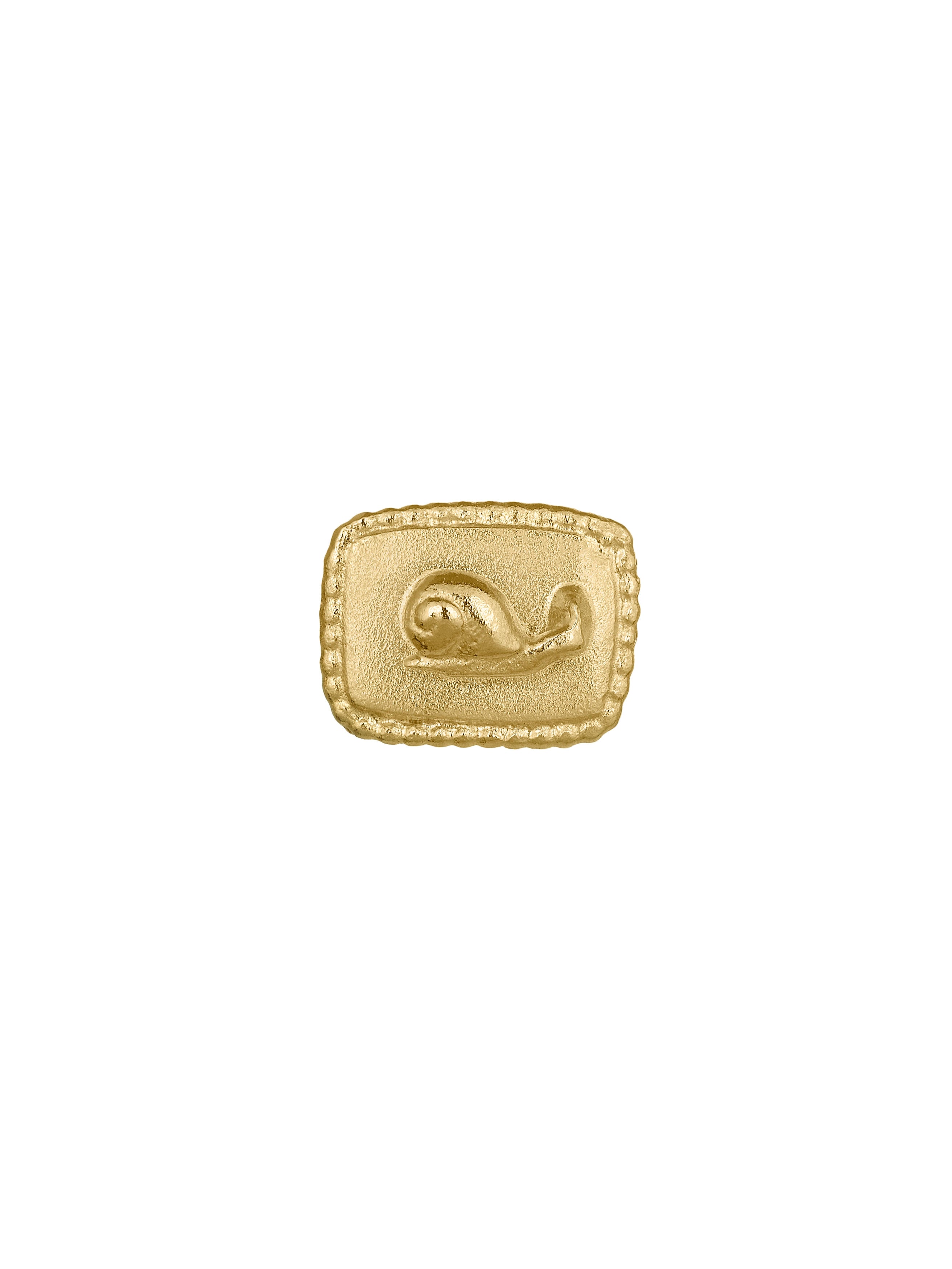 Rectangular Ex-voto Snail Single Stud Earring - image 1 | gold plate