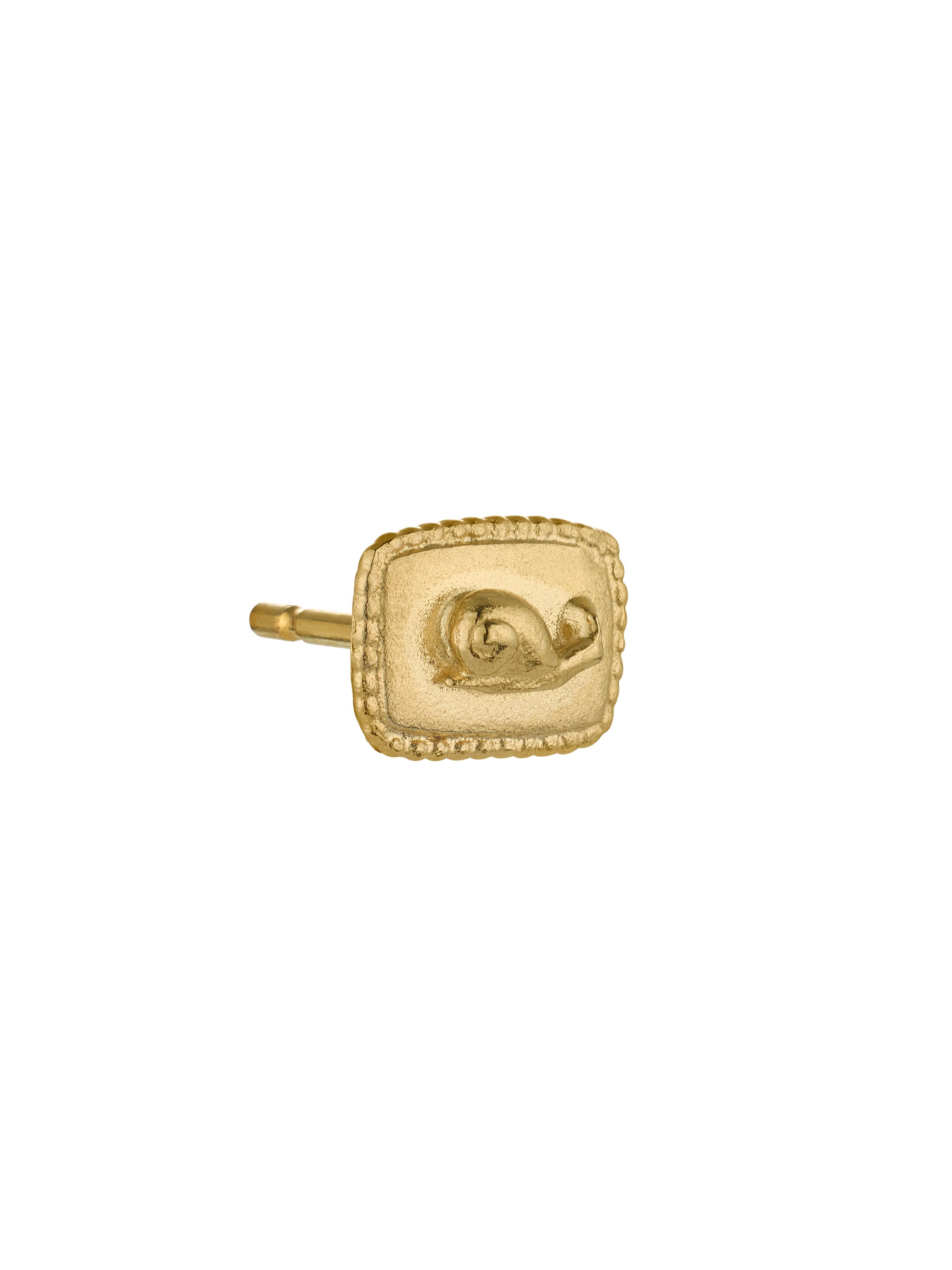 Rectangular Ex-voto Snail Single Stud Earring - image 3 | gold plate