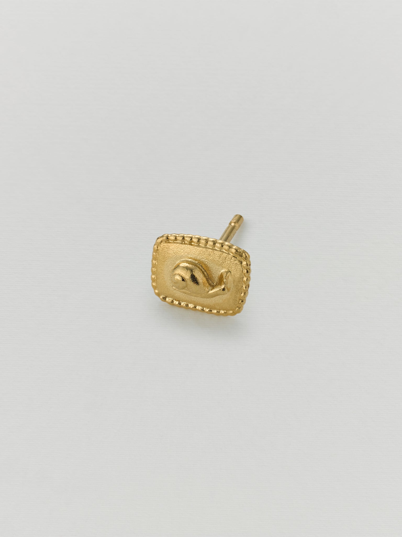 Rectangular Ex-voto Snail Single Stud Earring - image 2 | gold plate