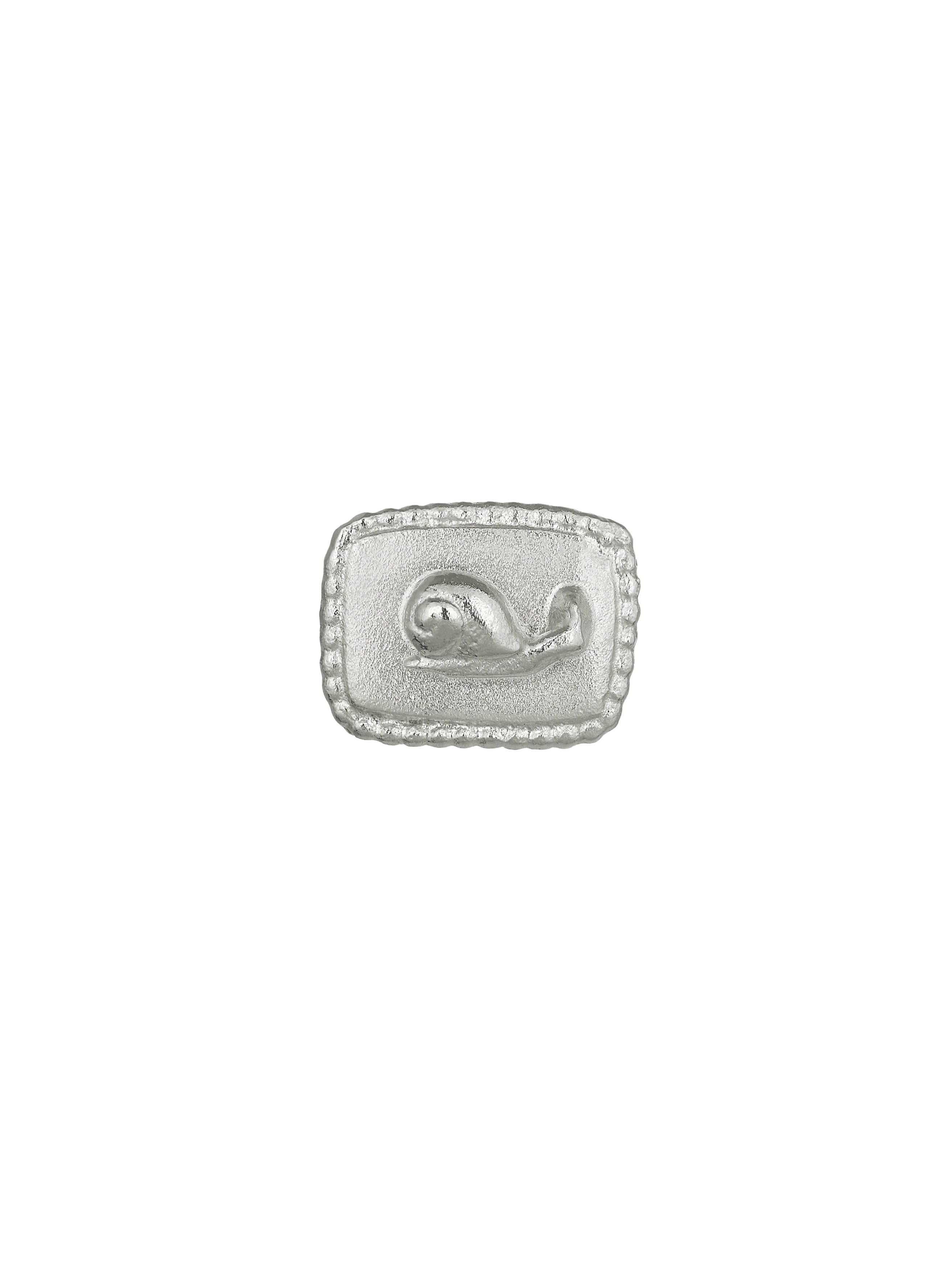 Rectangular Ex-voto Snail Single Stud Earring - image 4 | silver