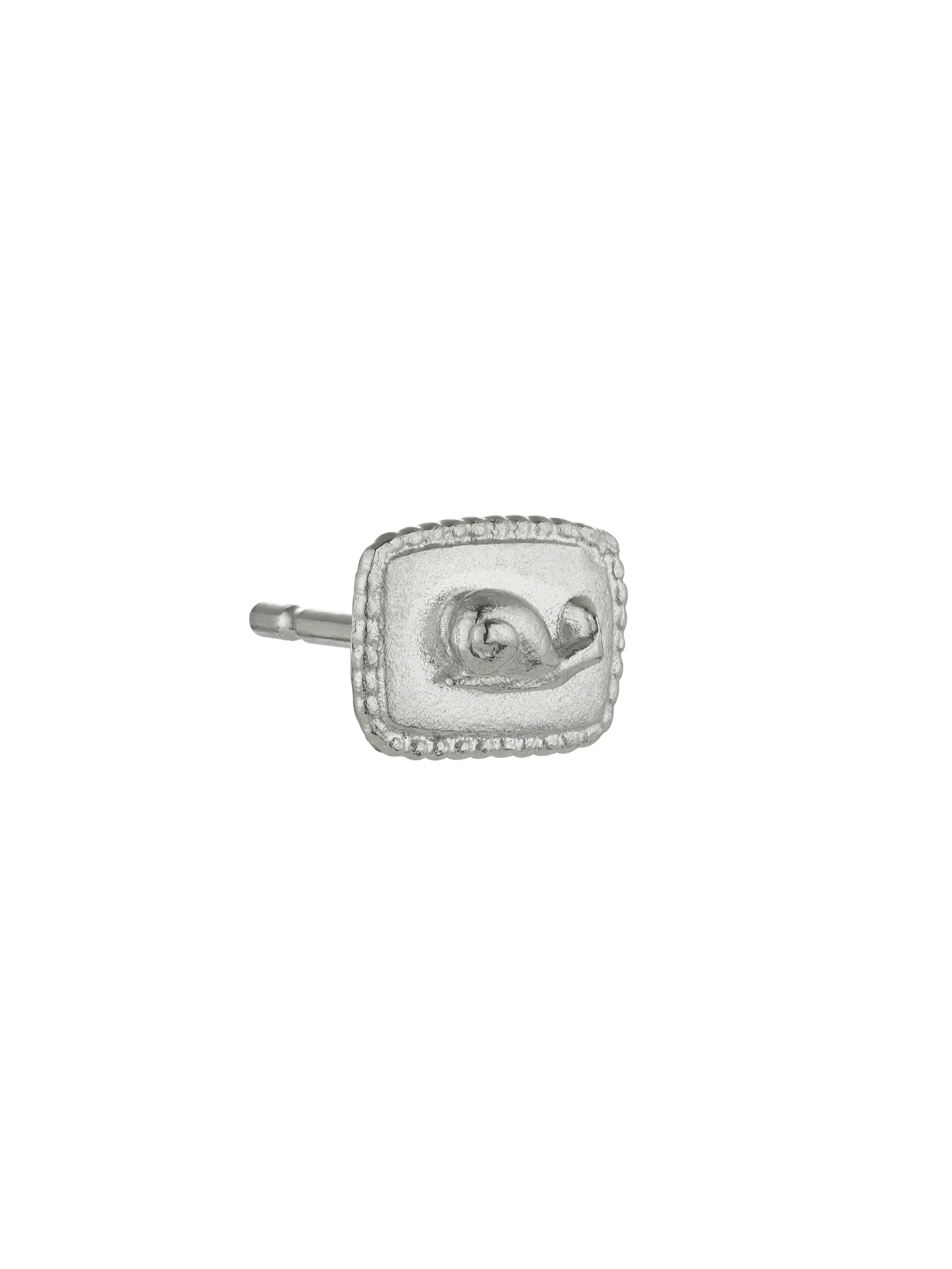 Rectangular Ex-voto Snail Single Stud Earring - image 6 | silver