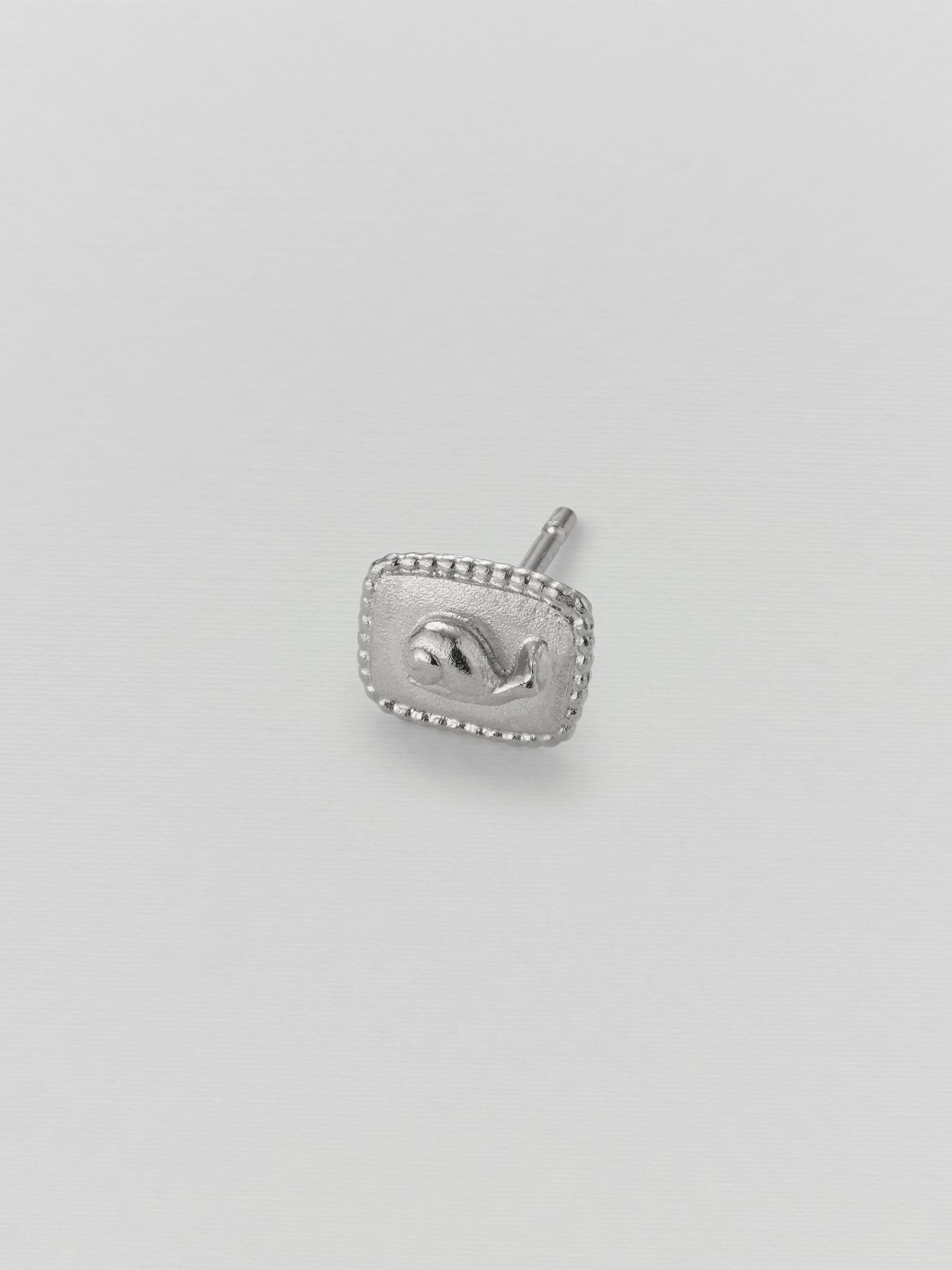 Rectangular Ex-voto Snail Single Stud Earring - image 5 | silver
