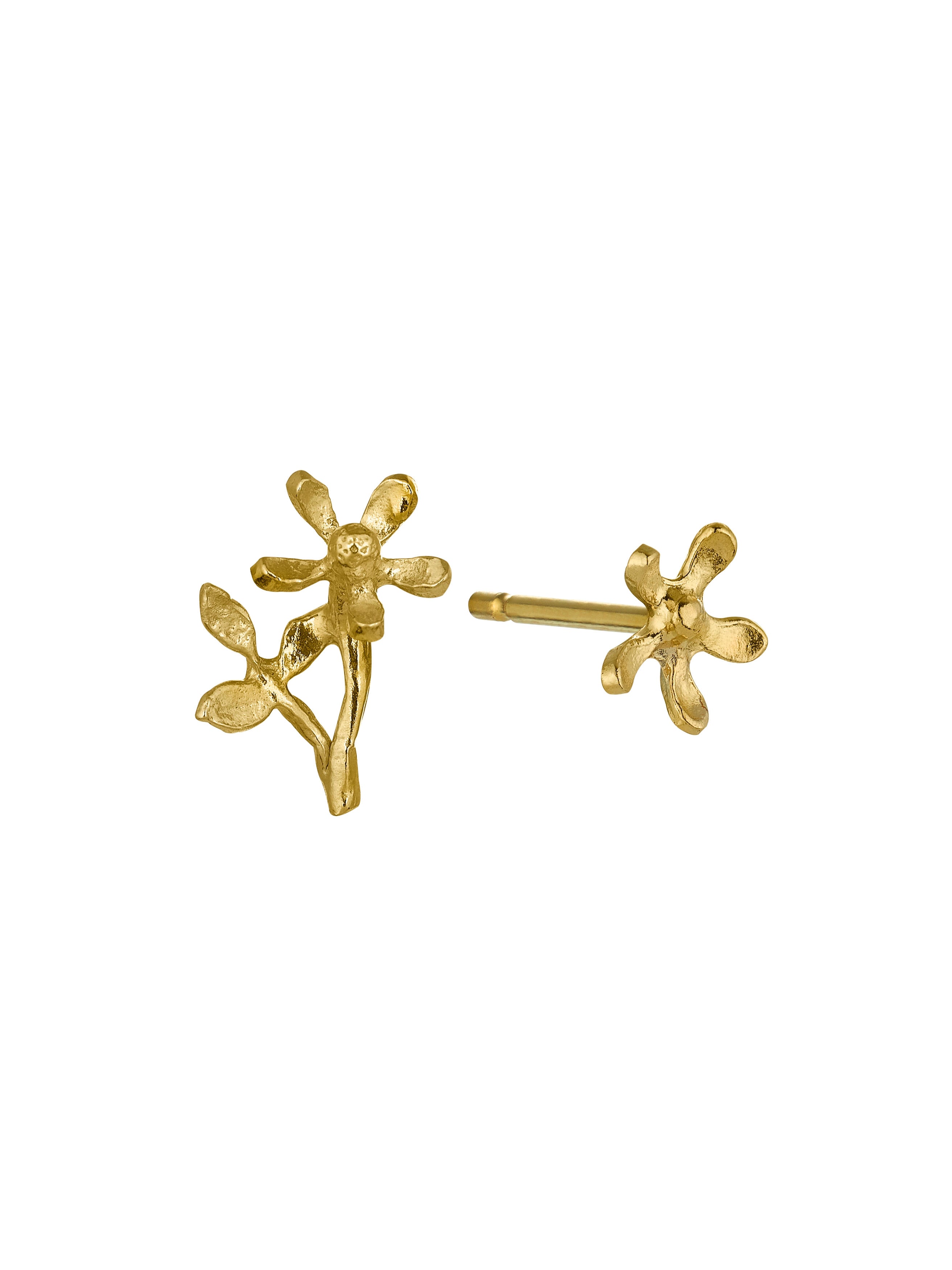 Asymmetric Growing Flower Stud Earrings - image 3 | gold plate