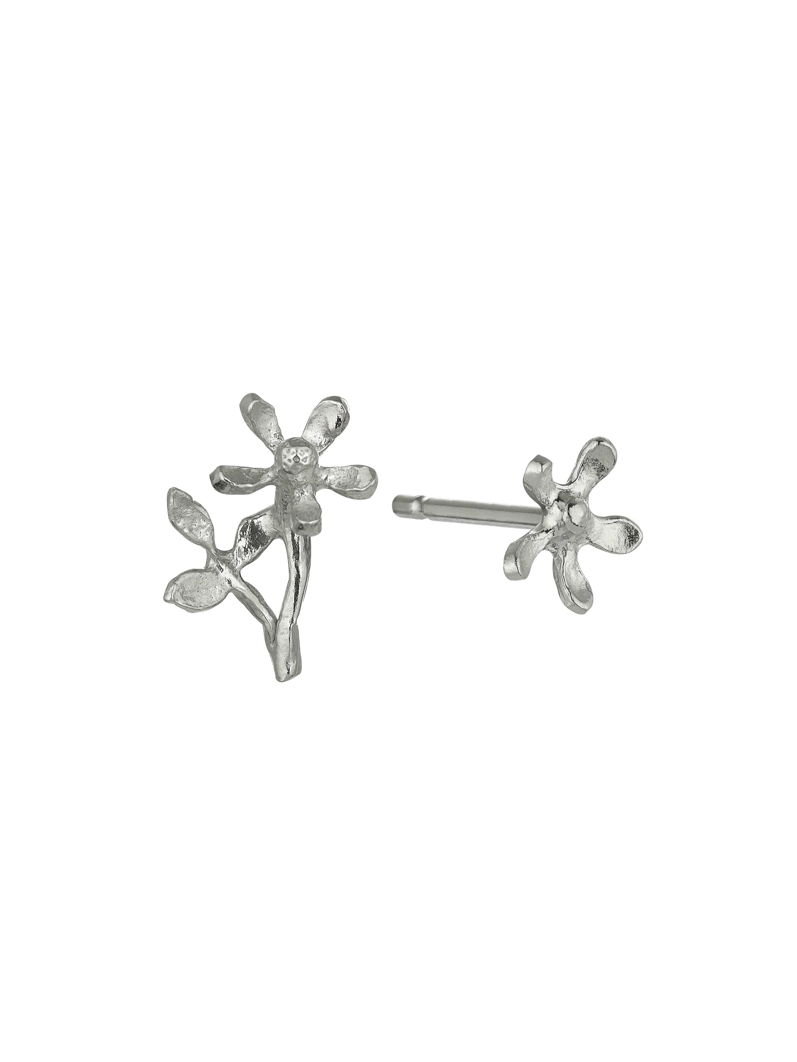 Asymmetric Growing Flower Stud Earrings - image 7 | silver