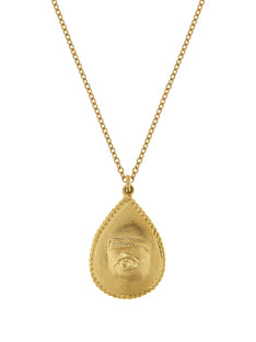 Sense of Sight Eye Pendant Necklace Engraved with Dew Drops on Reverse