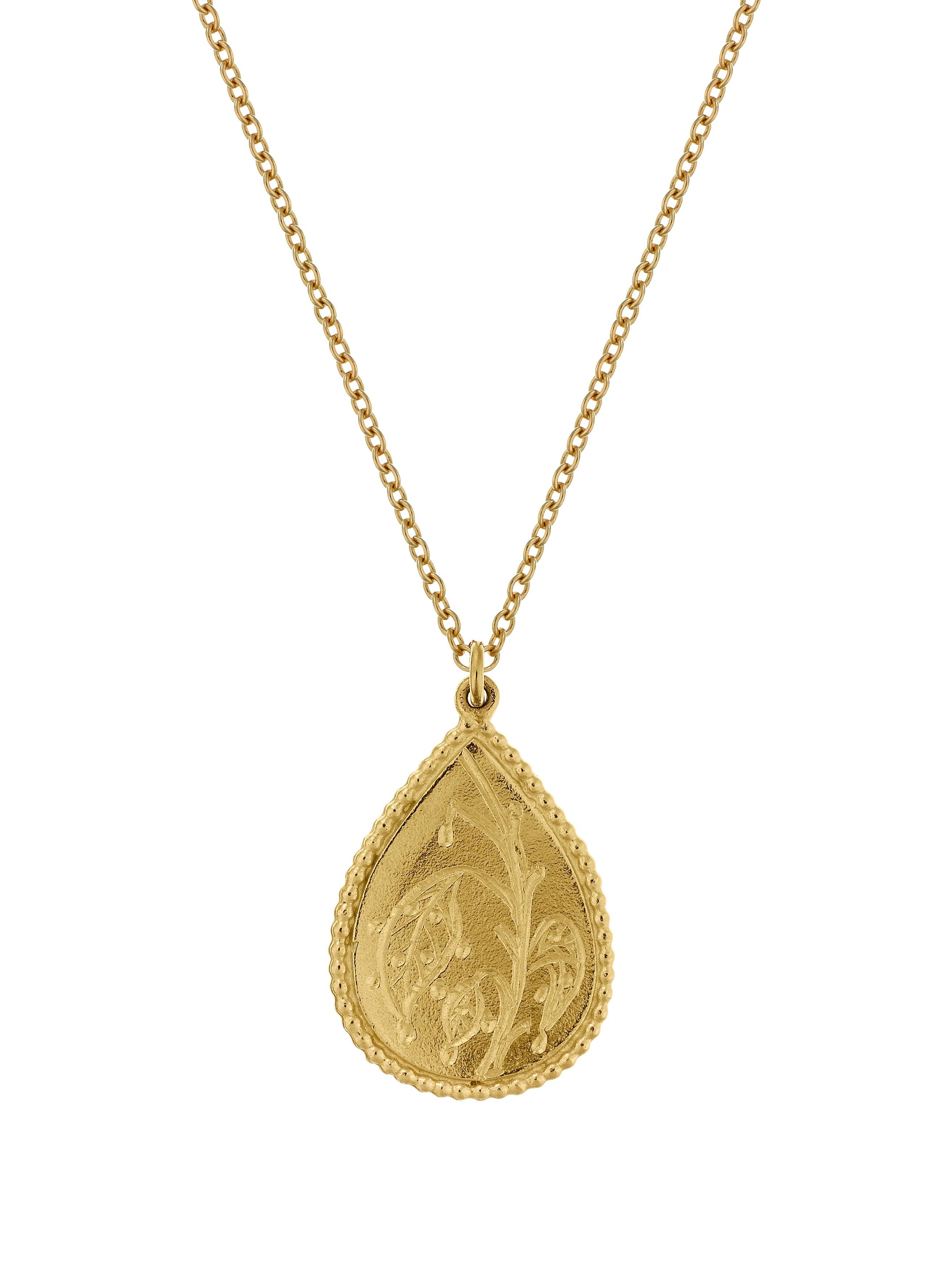 Sense of Sight Eye Pendant Necklace Engraved with Dew Drops on Reverse - image 4 | gold plate