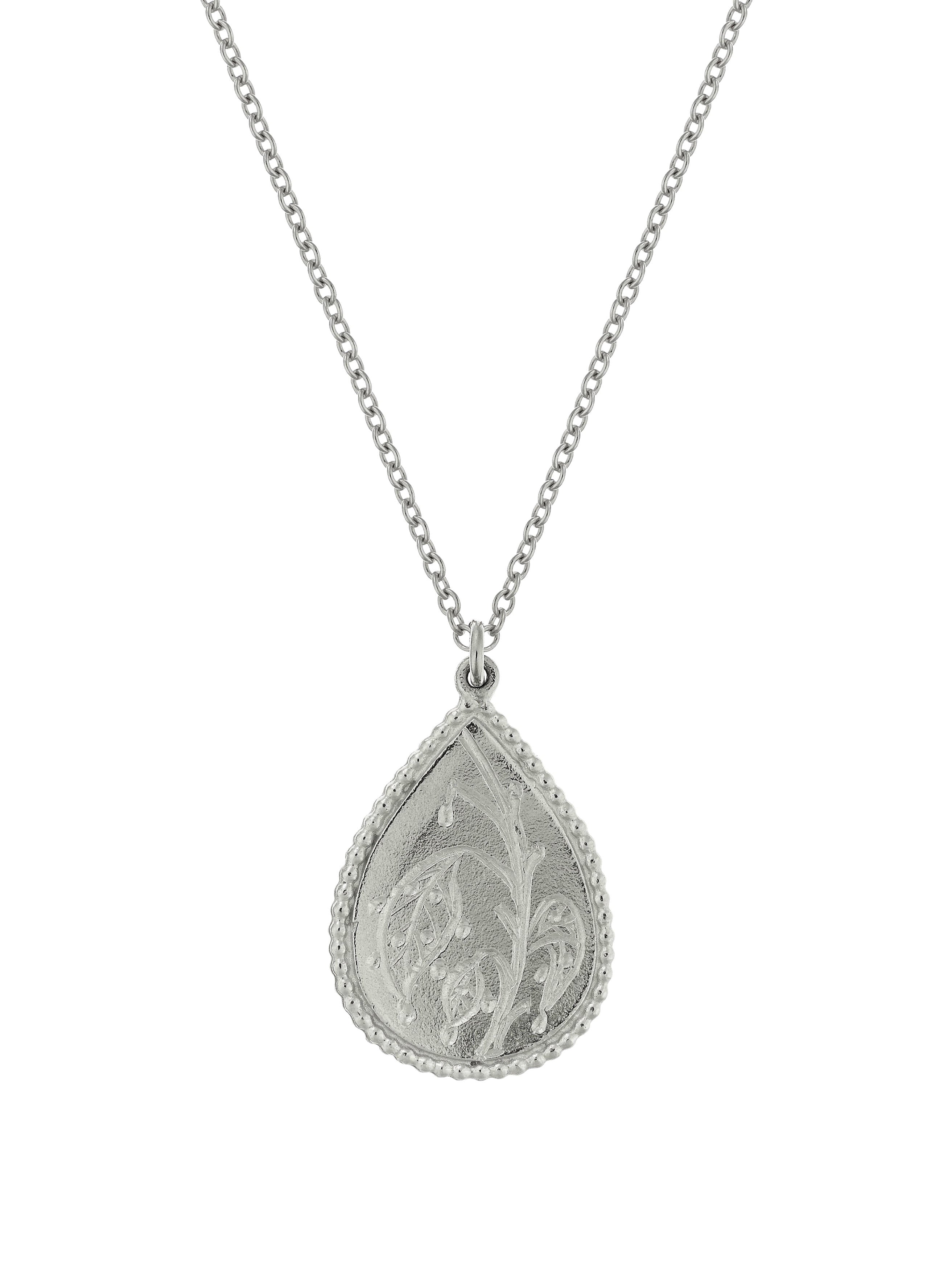 Sense of Sight Eye Pendant Necklace Engraved with Dew Drops on Reverse - image 8 | silver