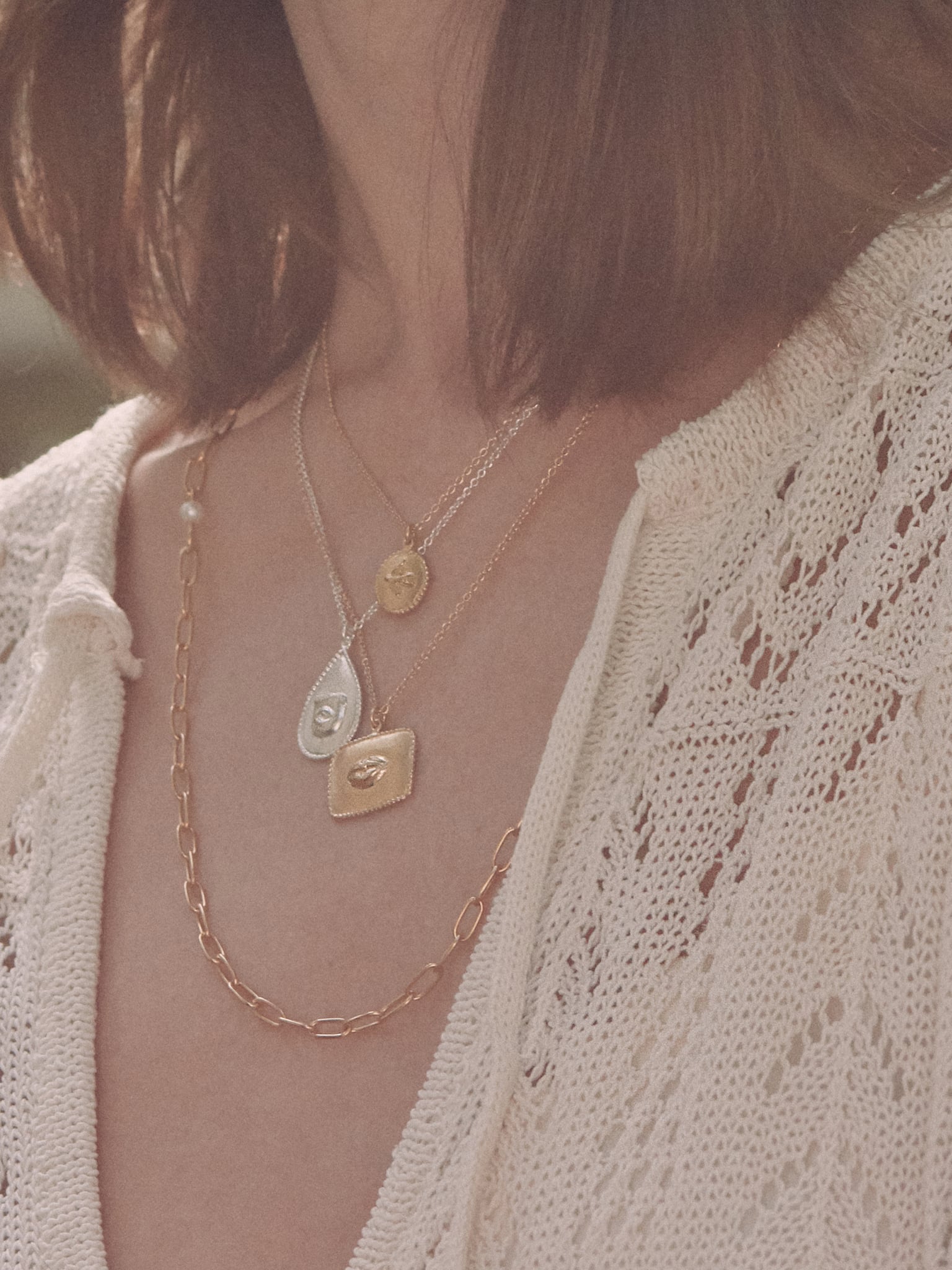 Sense of Sight Eye Pendant Necklace Engraved with Dew Drops on Reverse - image 6