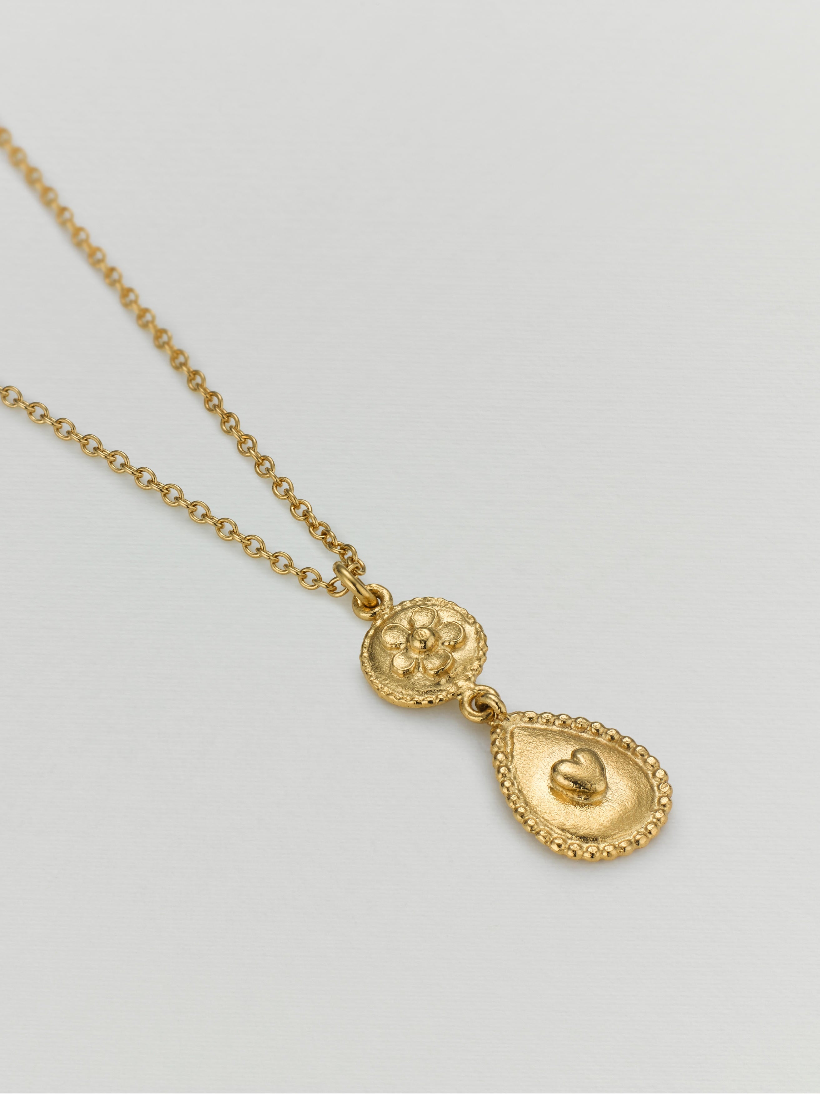 Love of Nature Heart & Flower Drop Necklace - image 2 | gold plate